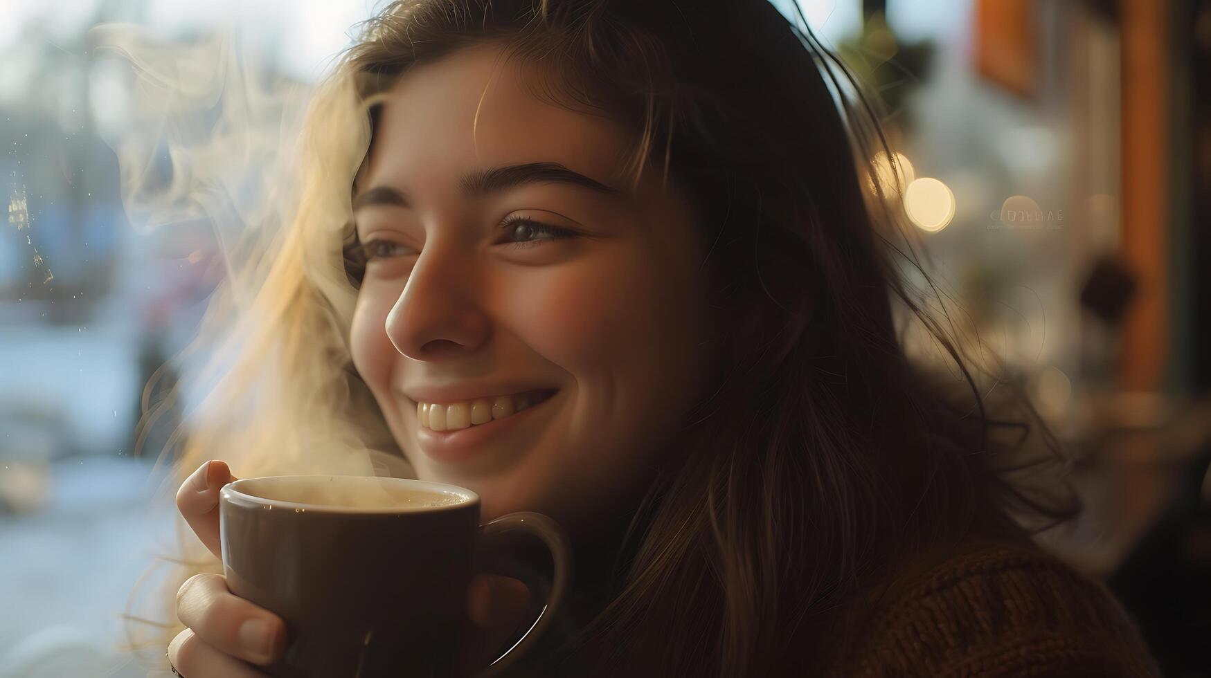 AI generated Smiling Woman with Suitcase and Passport in Busy Airport Terminal photo