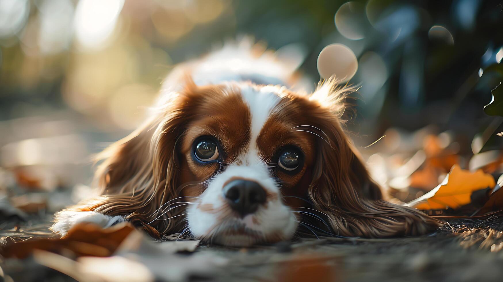 AI generated Curious Puppy Lounges in Sunlight Captured in CloseUp with 50mm Lens photo