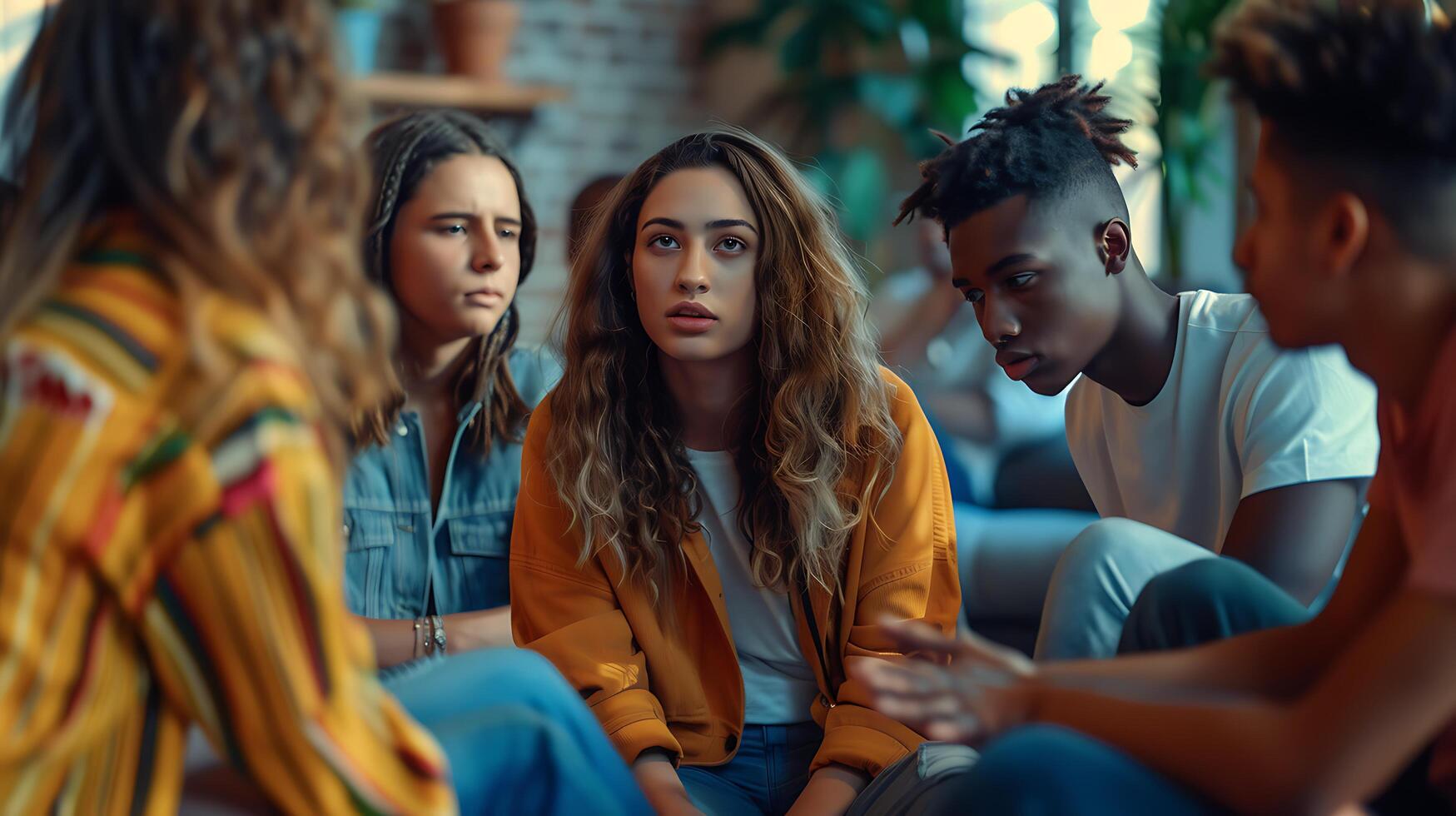 AI generated Diverse Group Engages with Modern Office Technology in Closeup photo