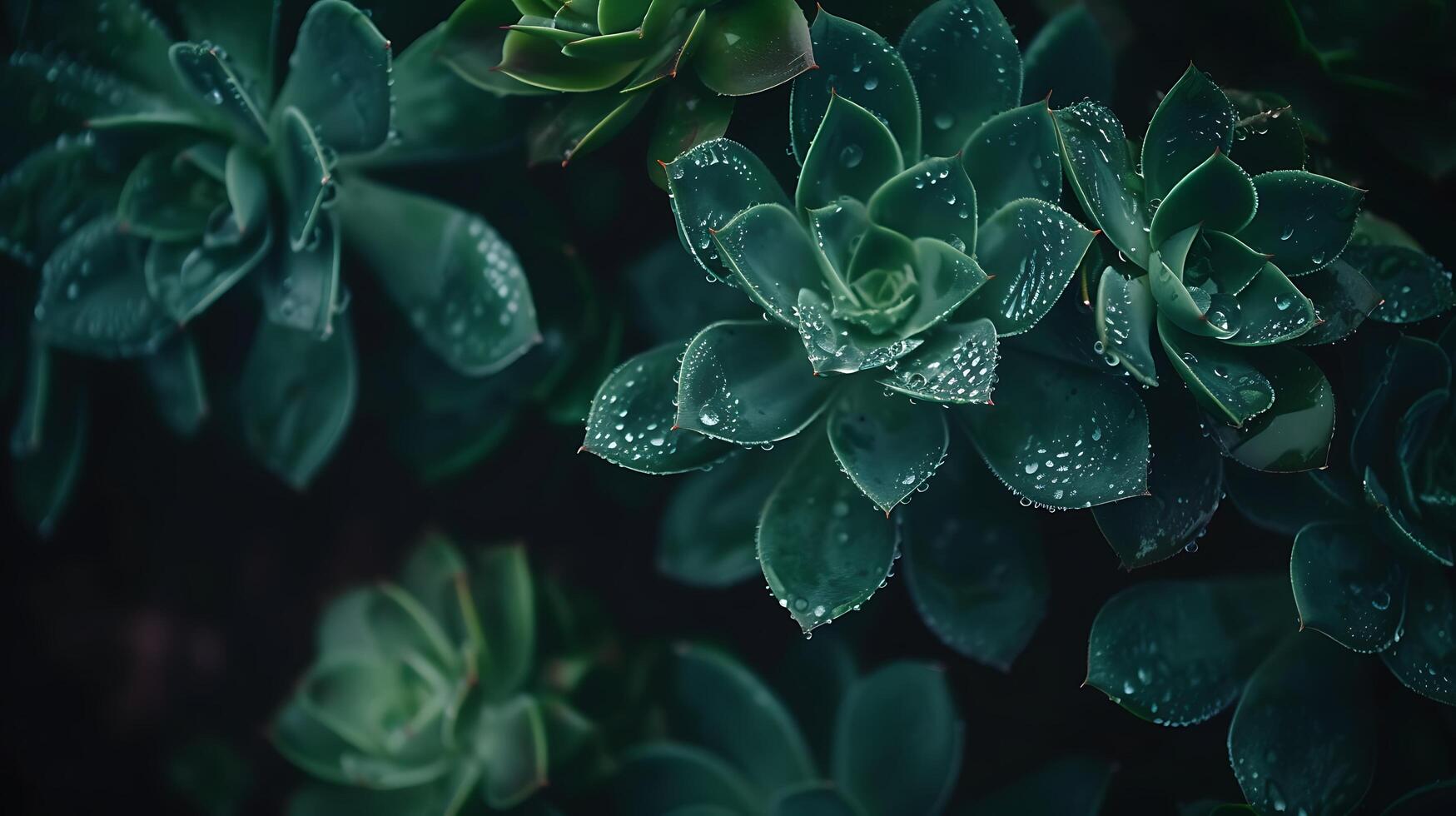 AI generated Succulent Plant Captured in Macro Detail Bathed in Soft Natural Light Accentuating Vibrant Green Color and Water Droplets photo