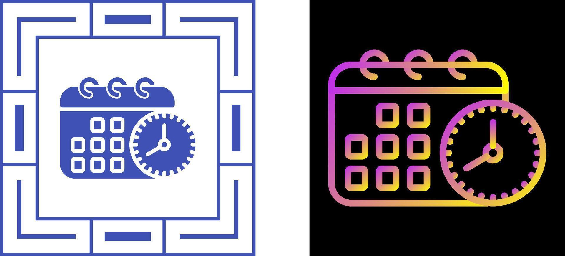 Calendar with clock Vector Icon