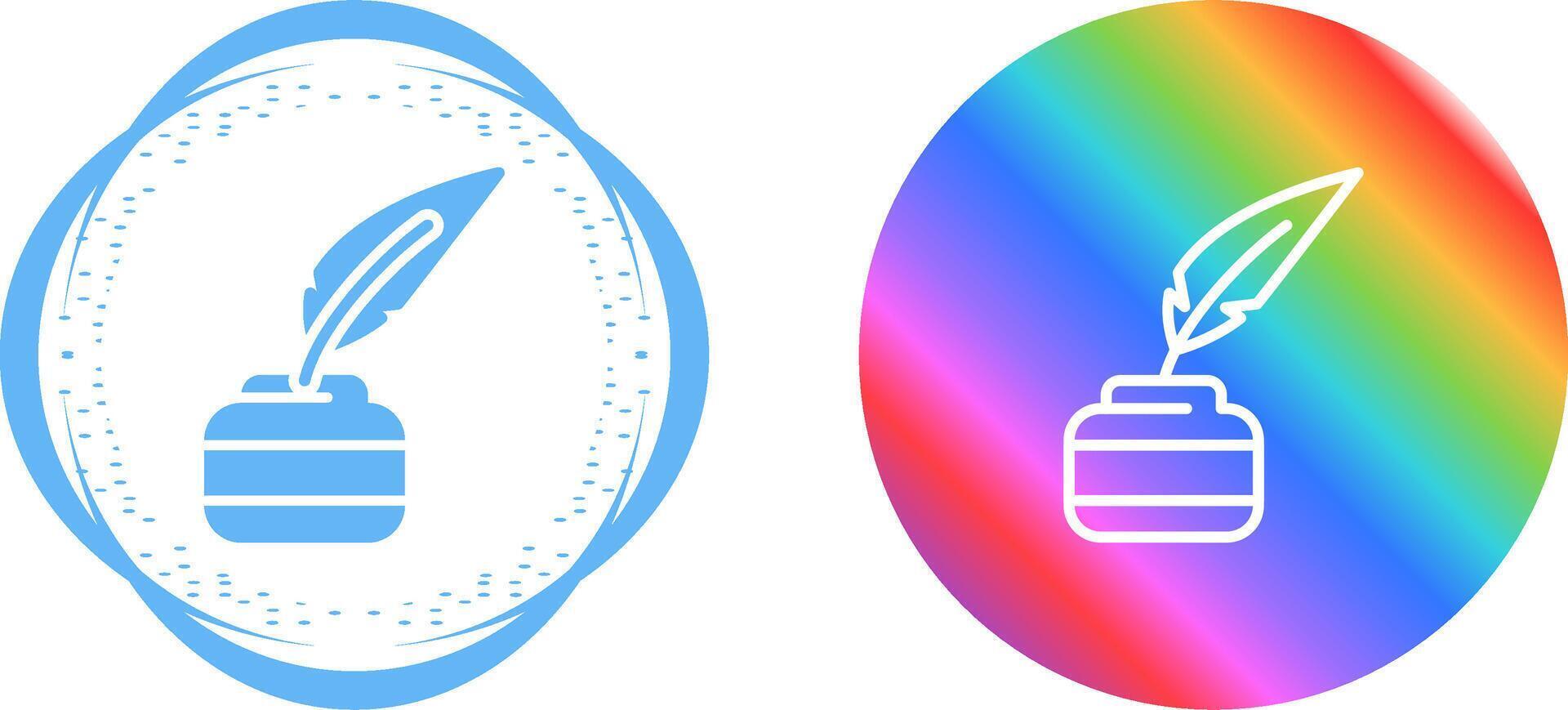 Quill pen with inkwell Vector Icon