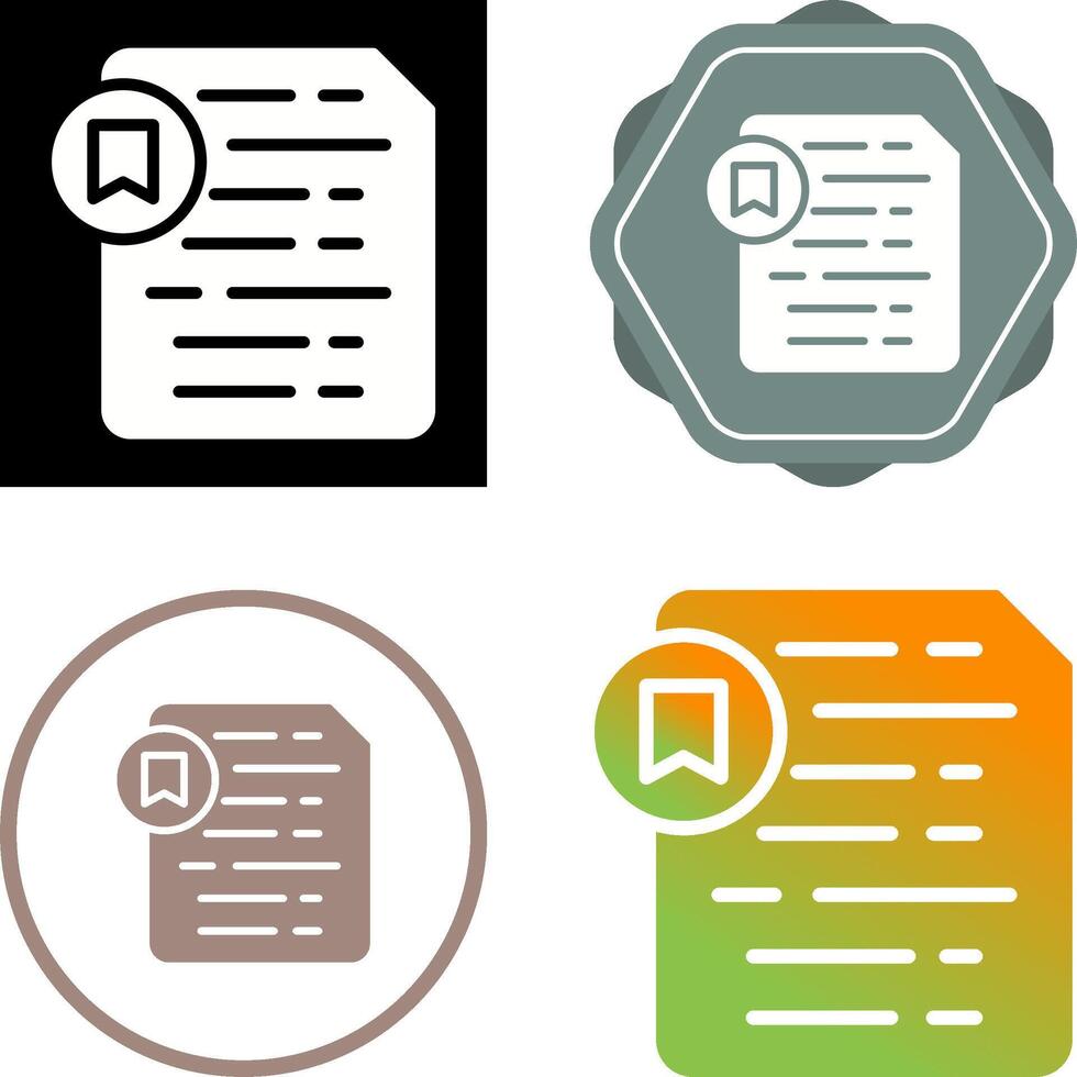 Document Insert Bookmark Vector Icon