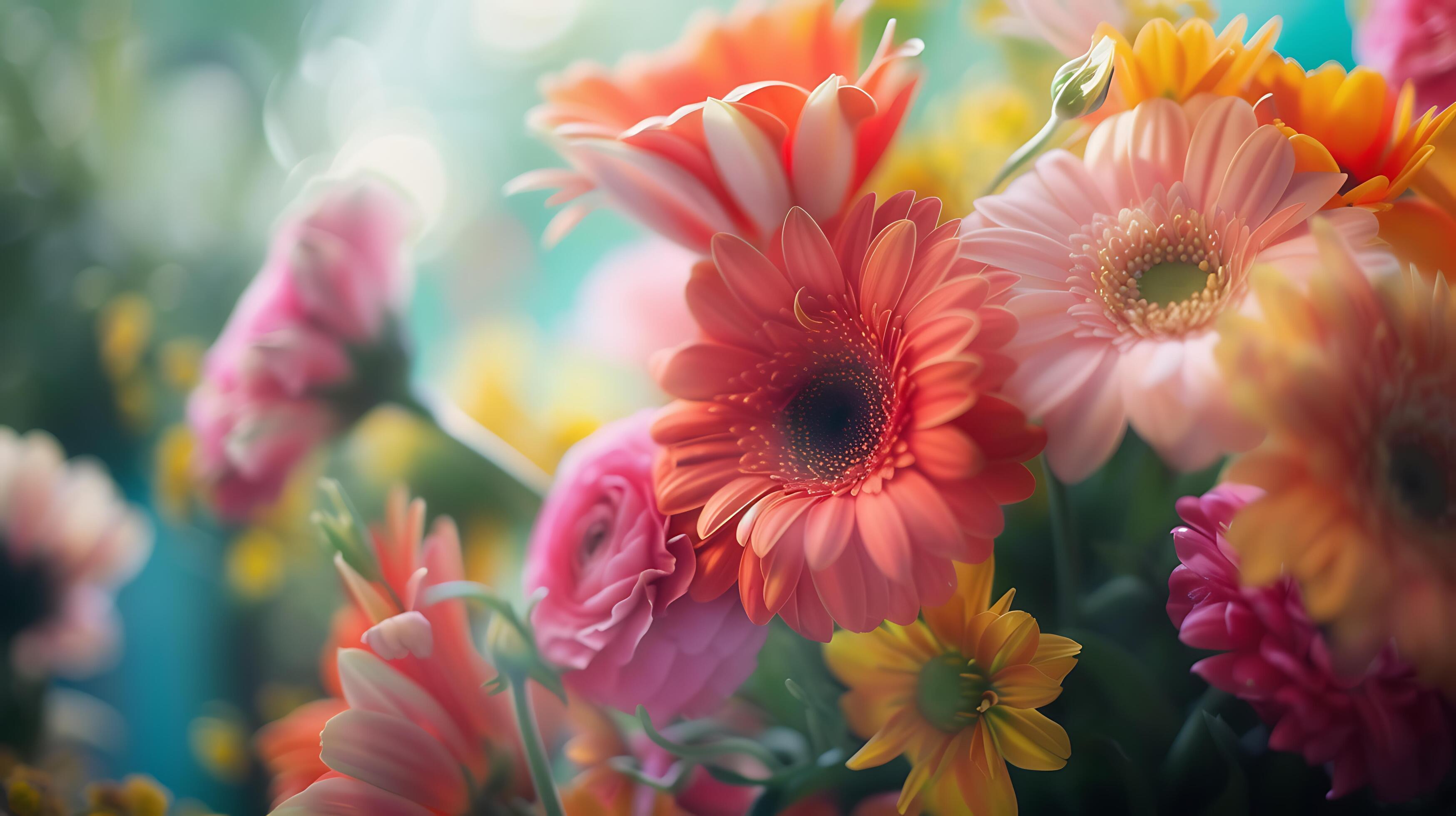 AI generated Vibrant Flowers in Closeup A Macro Lens Perspective ...