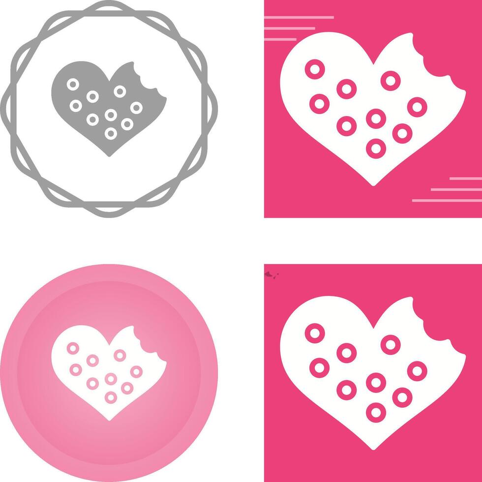 corazón conformado galletas vector icono