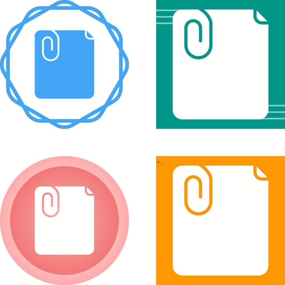 Paperclip with paper Vector Icon