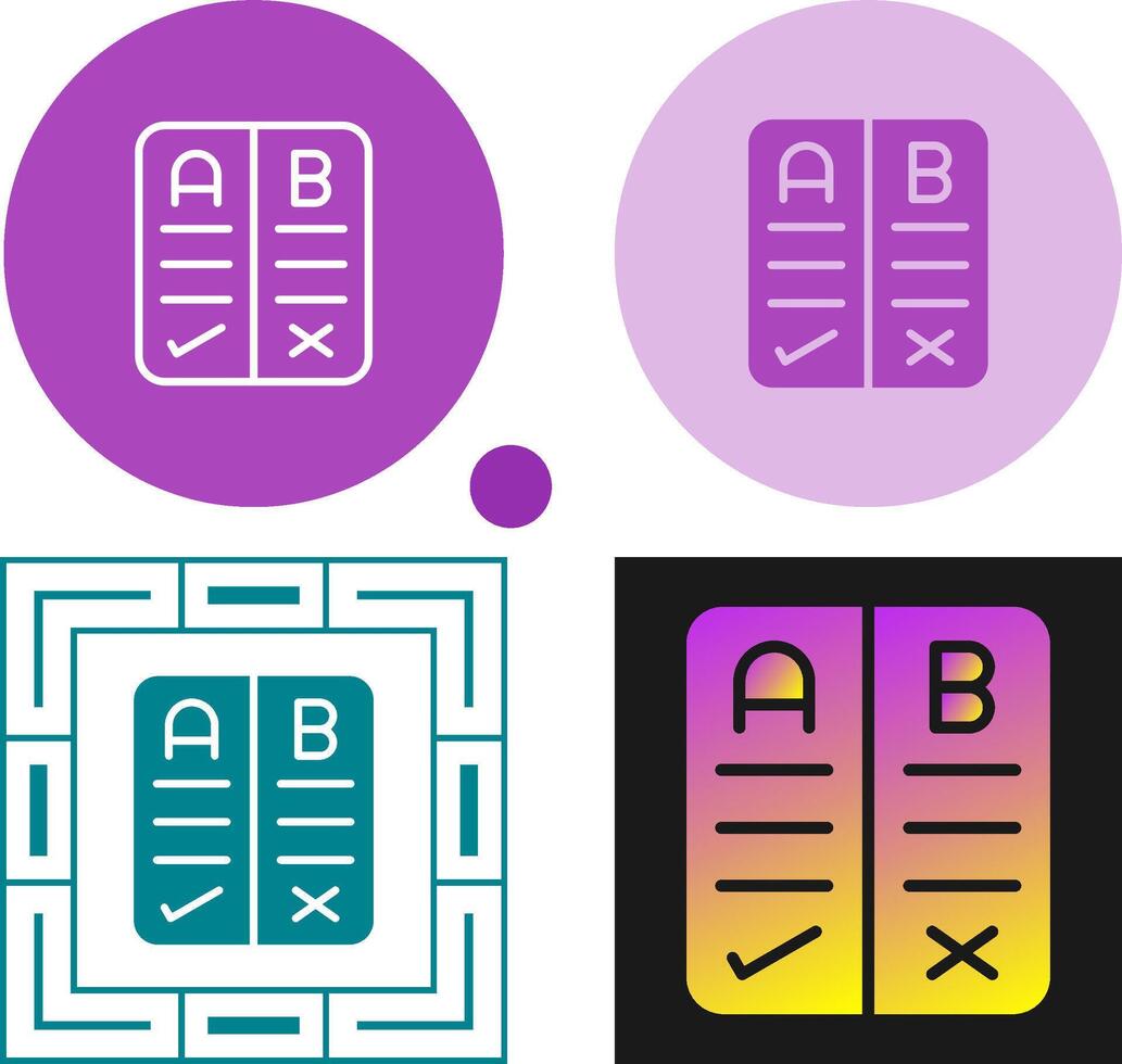 icono de vector de pros y contras