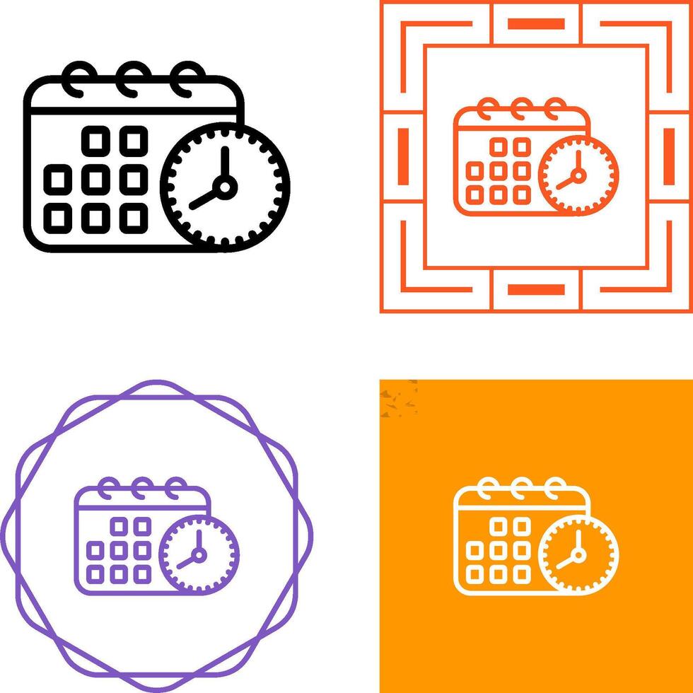 Calendar with clock Vector Icon