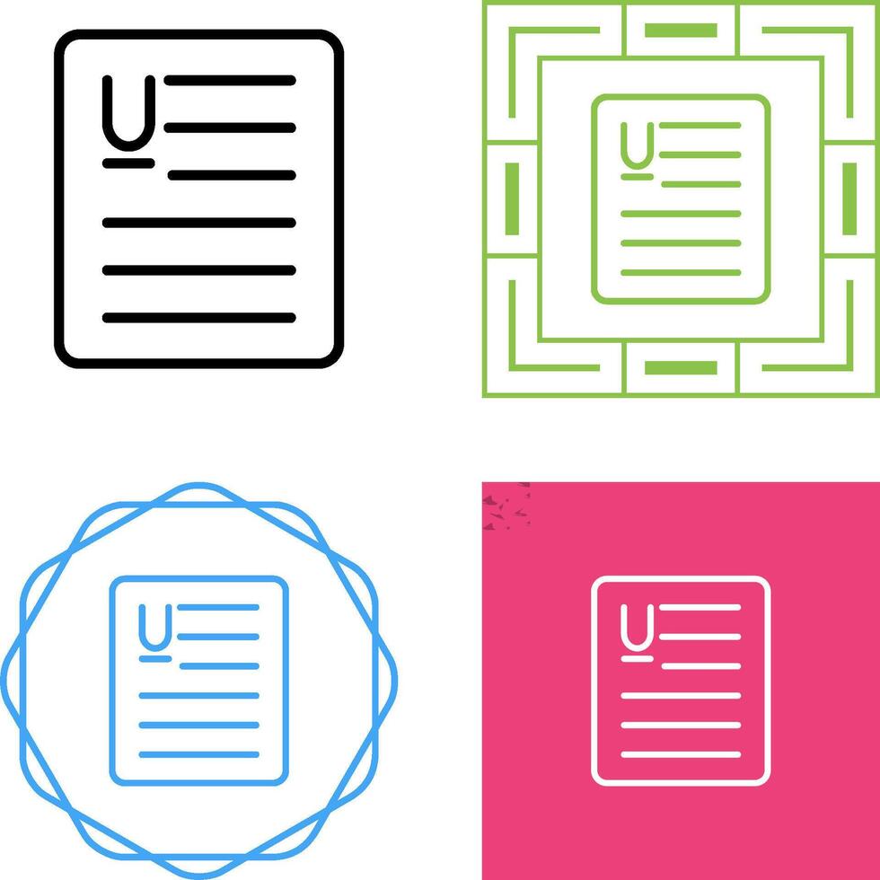 Document Underline Vector Icon