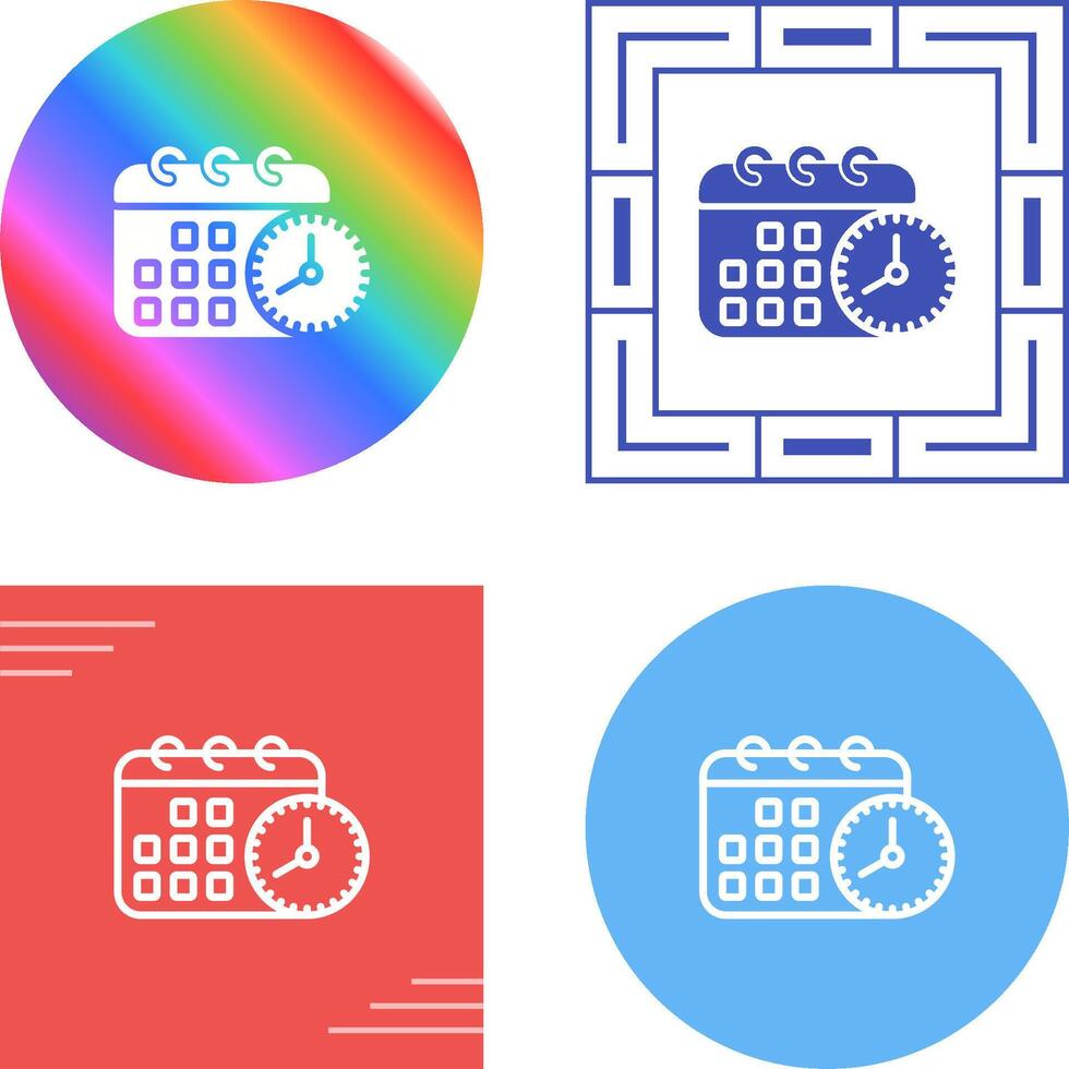 Calendar with clock Vector Icon