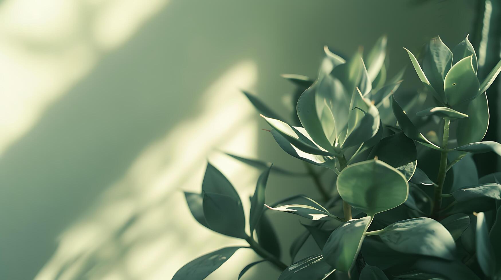 AI generated Softly Illuminated Vibrant Green Succulent CloseUp Shot Capturing Delicate Textured Leaves and Subtle Shadows photo