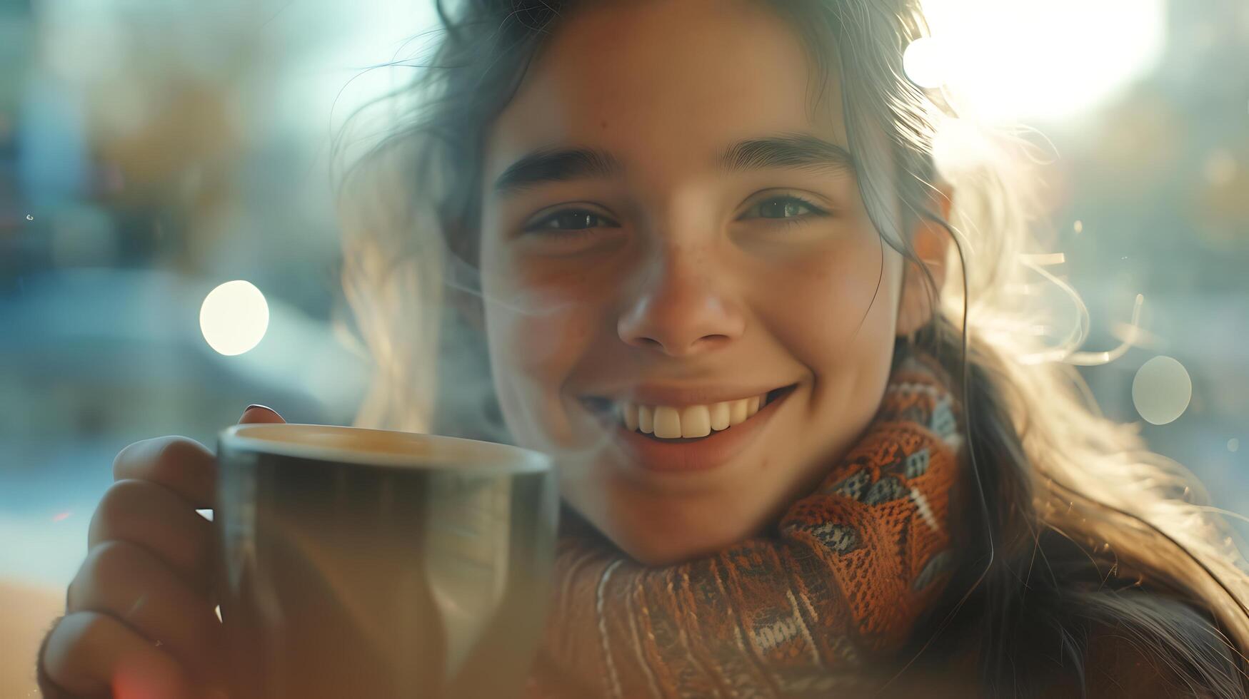 AI generated Smiling Woman Embraces Travel Adventure at Busy Airport Terminal photo