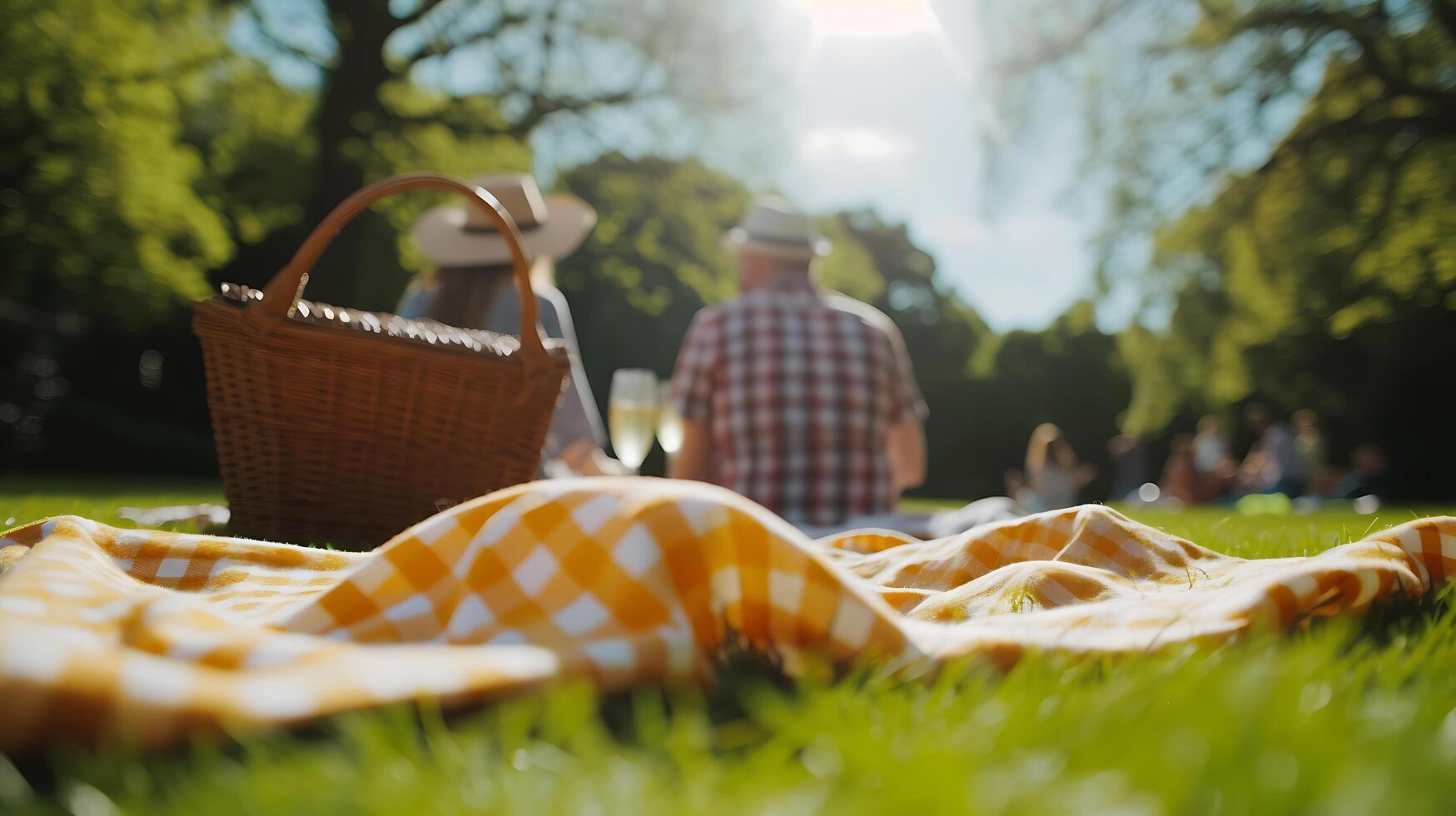 AI generated Man and Woman Planting Greenery in Garden Bed with Sunflower Backdrop photo