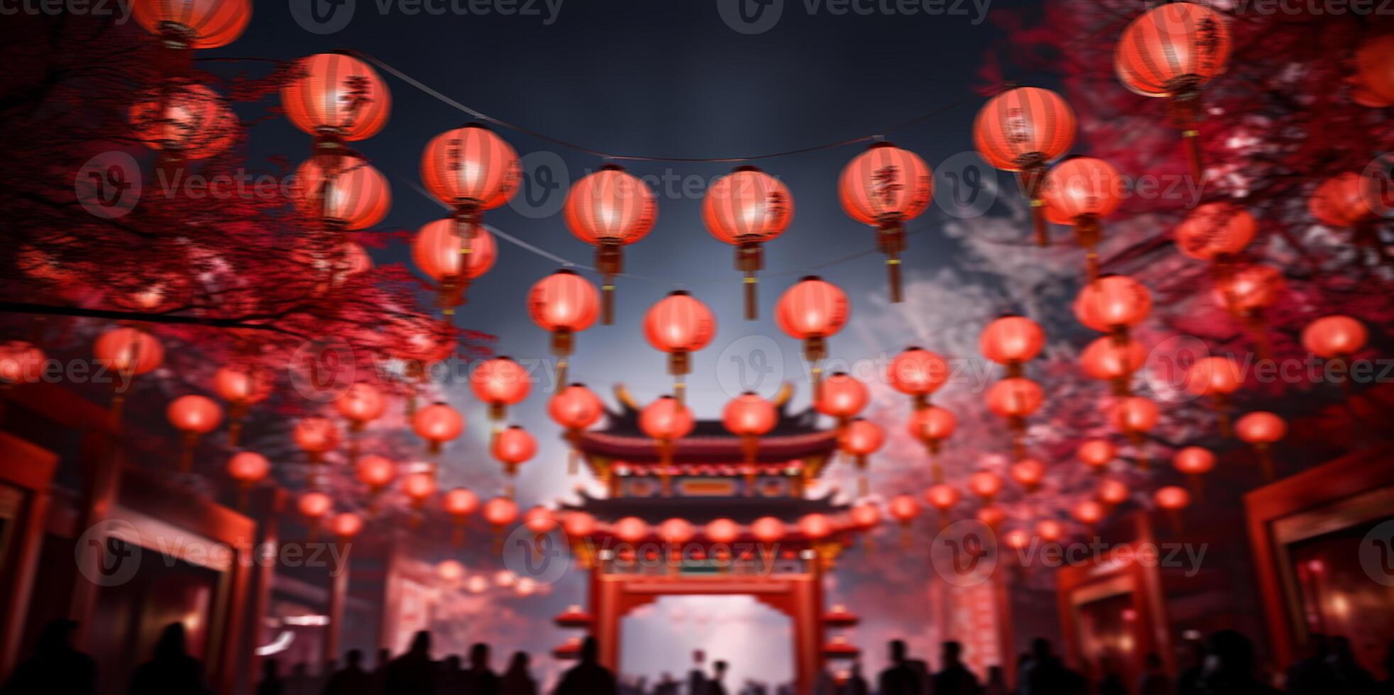 AI generated Chinese lanterns illuminate the night, symbolizing prosperity and spirituality generated by AI photo