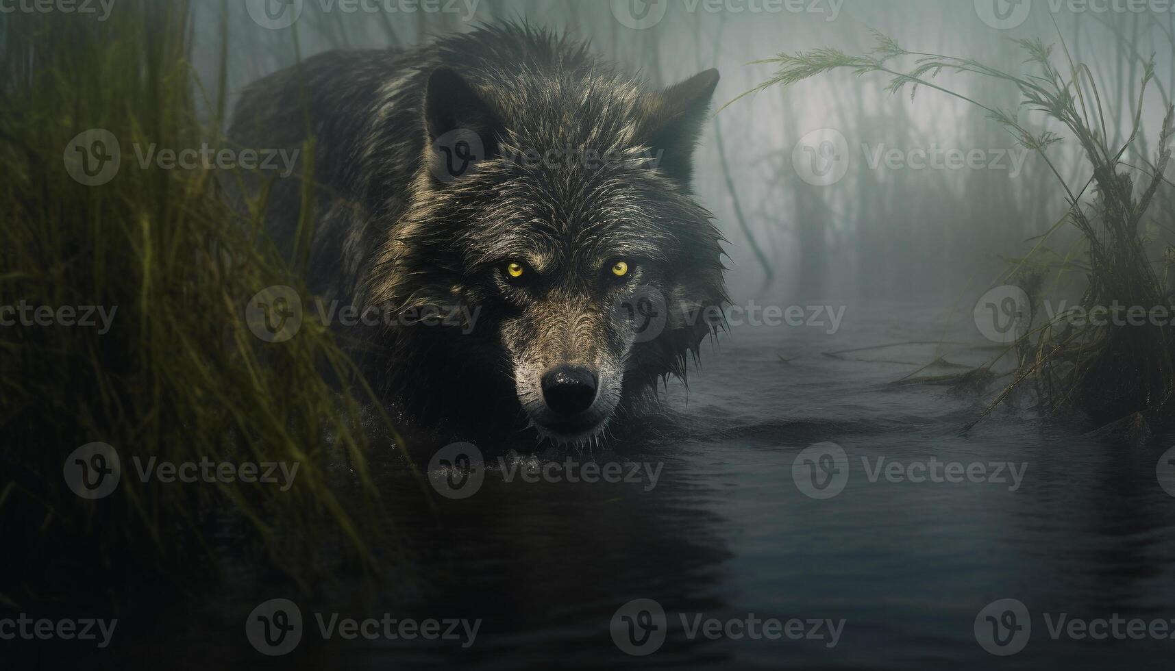 AI generated Wolf howling in the wilderness, reflecting on tranquility generated by AI photo