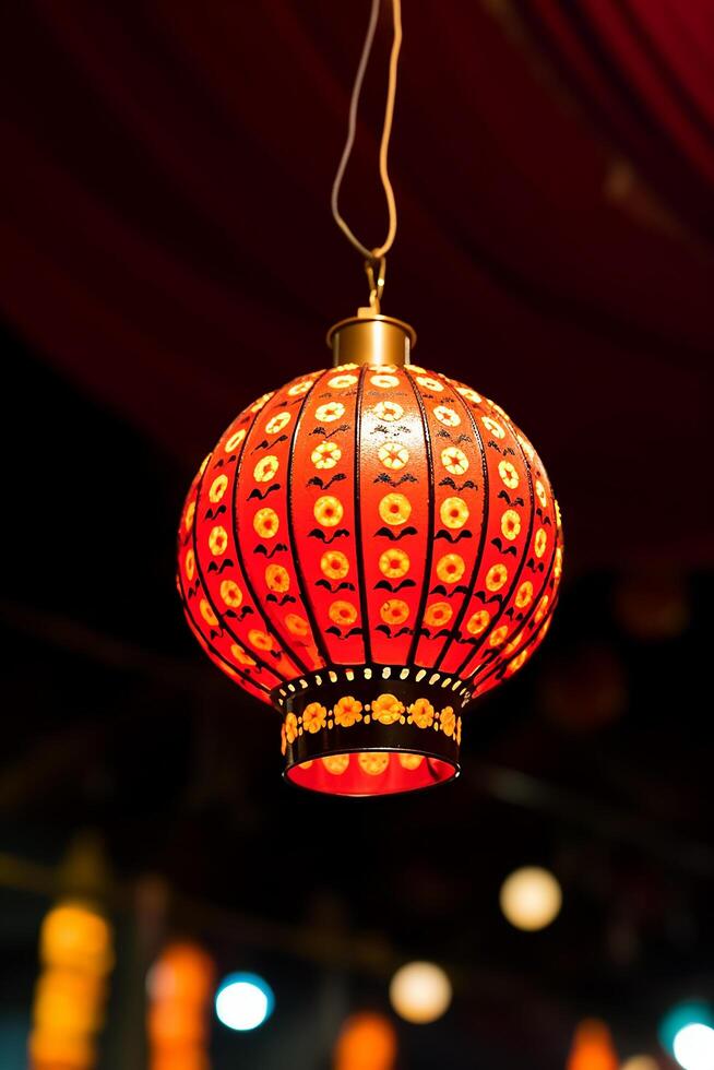 AI generated Chinese lanterns illuminate the night, vibrant symbols of celebration generated by AI photo