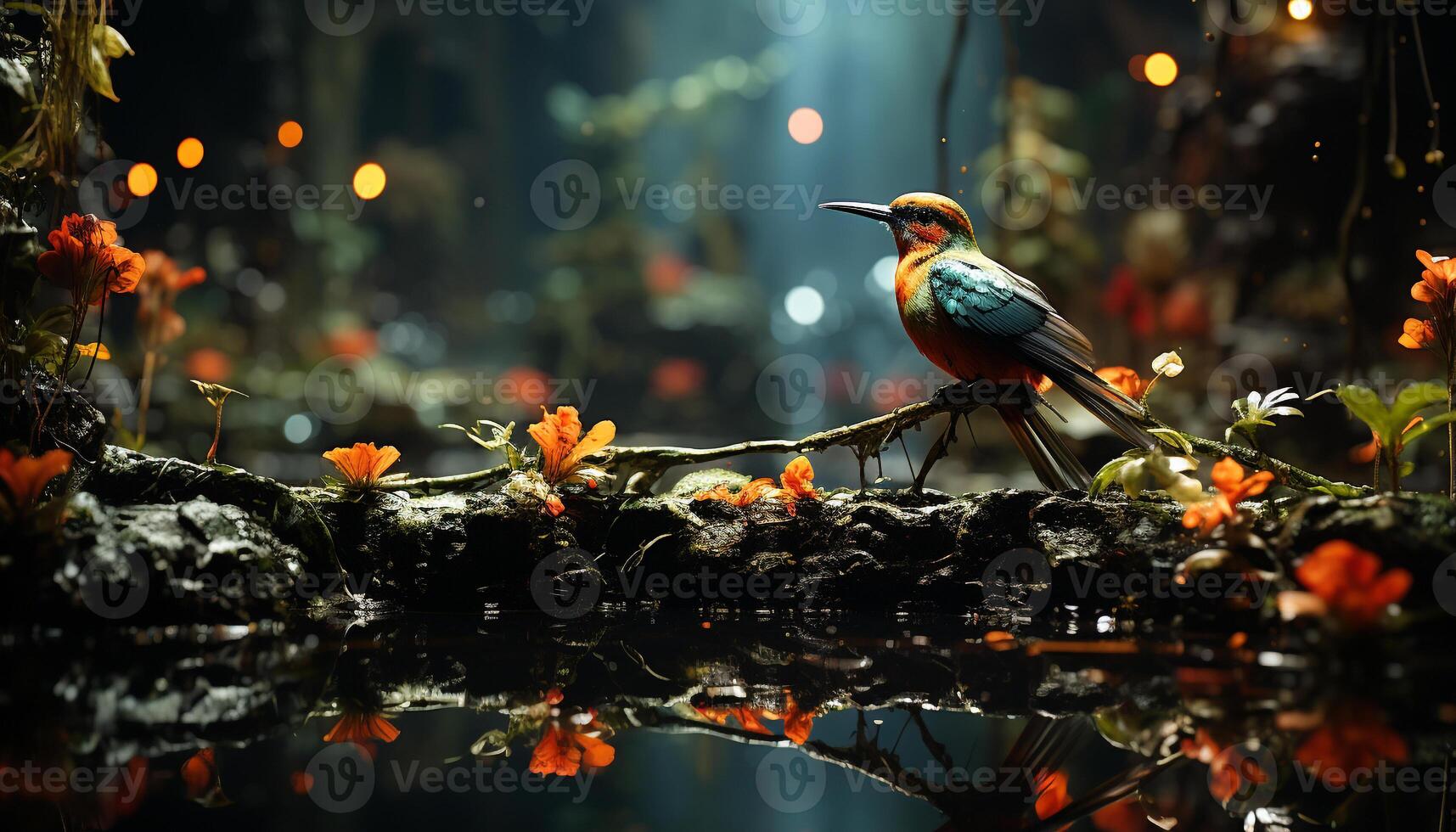 AI generated Vibrant colors of nature showcase beauty in wildlife generated by AI photo