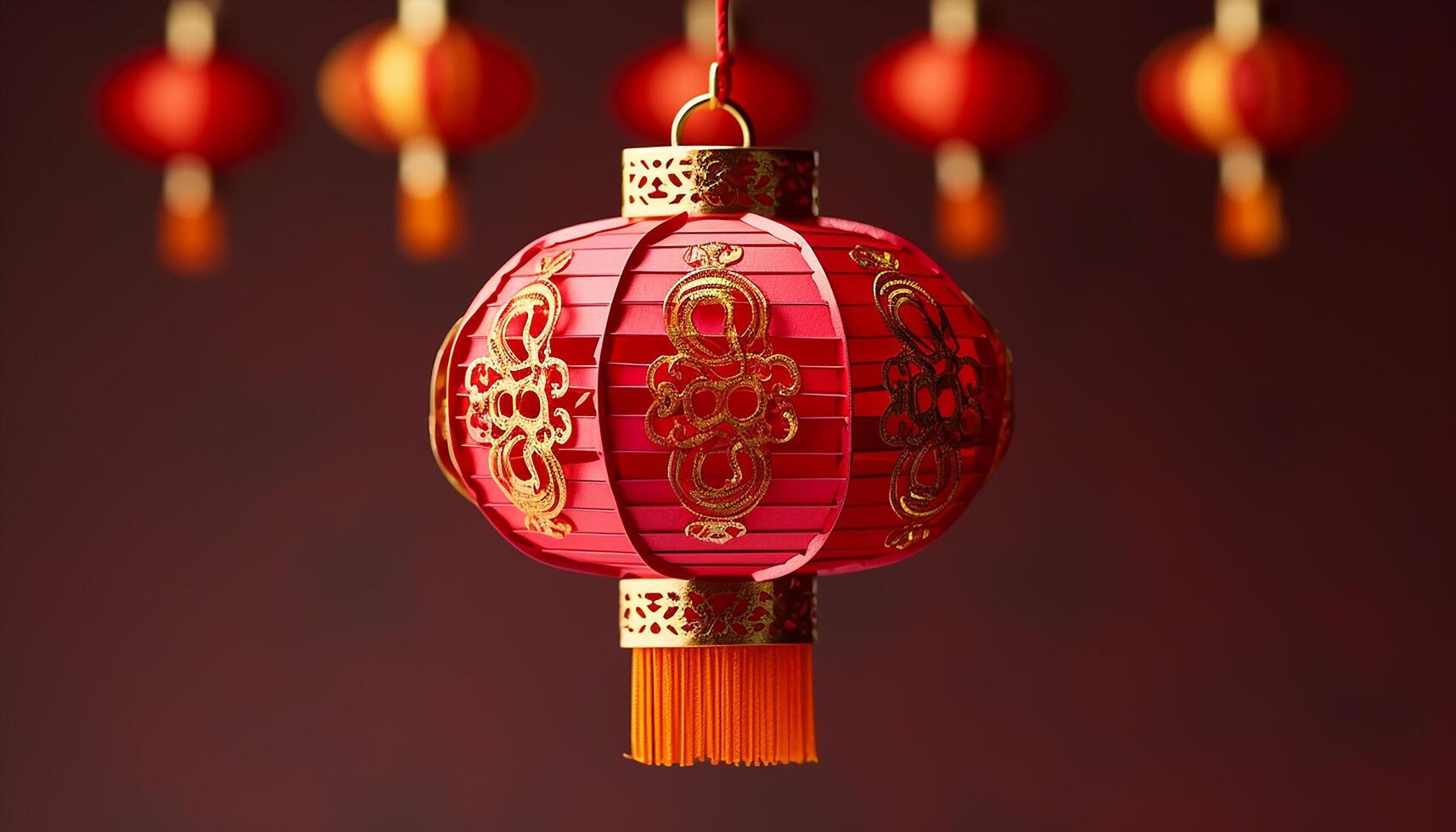 AI generated Chinese lanterns illuminate the night, symbolizing prosperity and luck generated by AI photo
