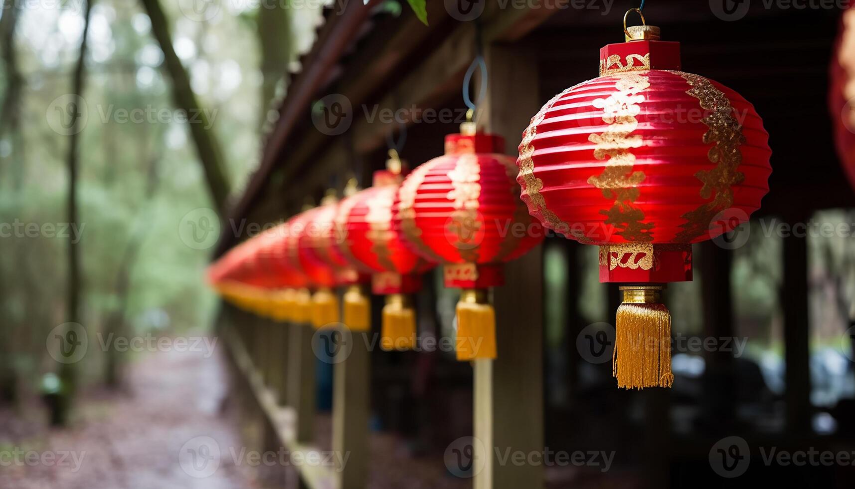 AI generated Chinese lanterns hanging in Beijing, illuminating ancient traditions and culture generated by AI photo