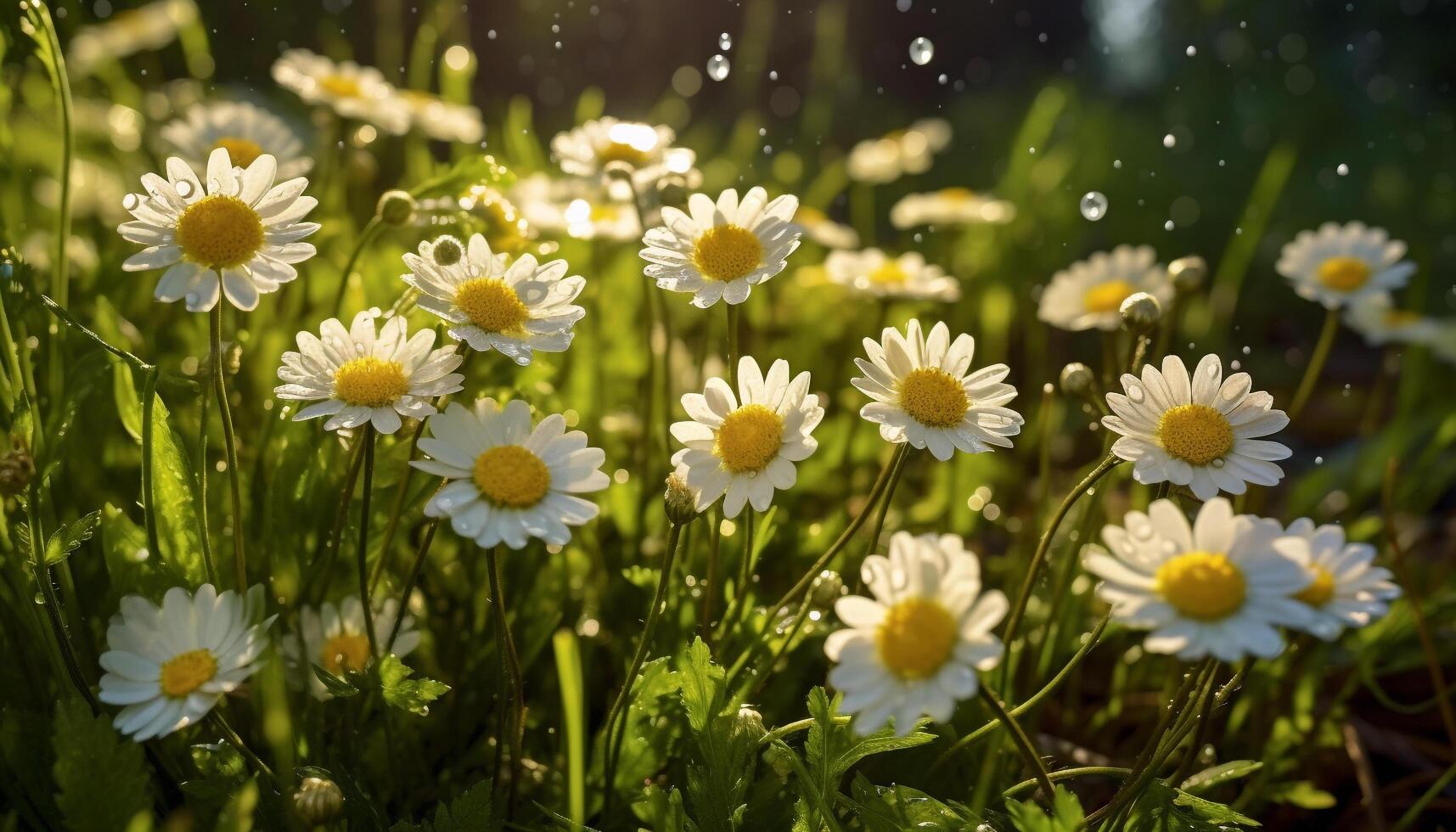 ai generado frescura de verano, vibrante prado, manzanilla planta flores generado por ai foto