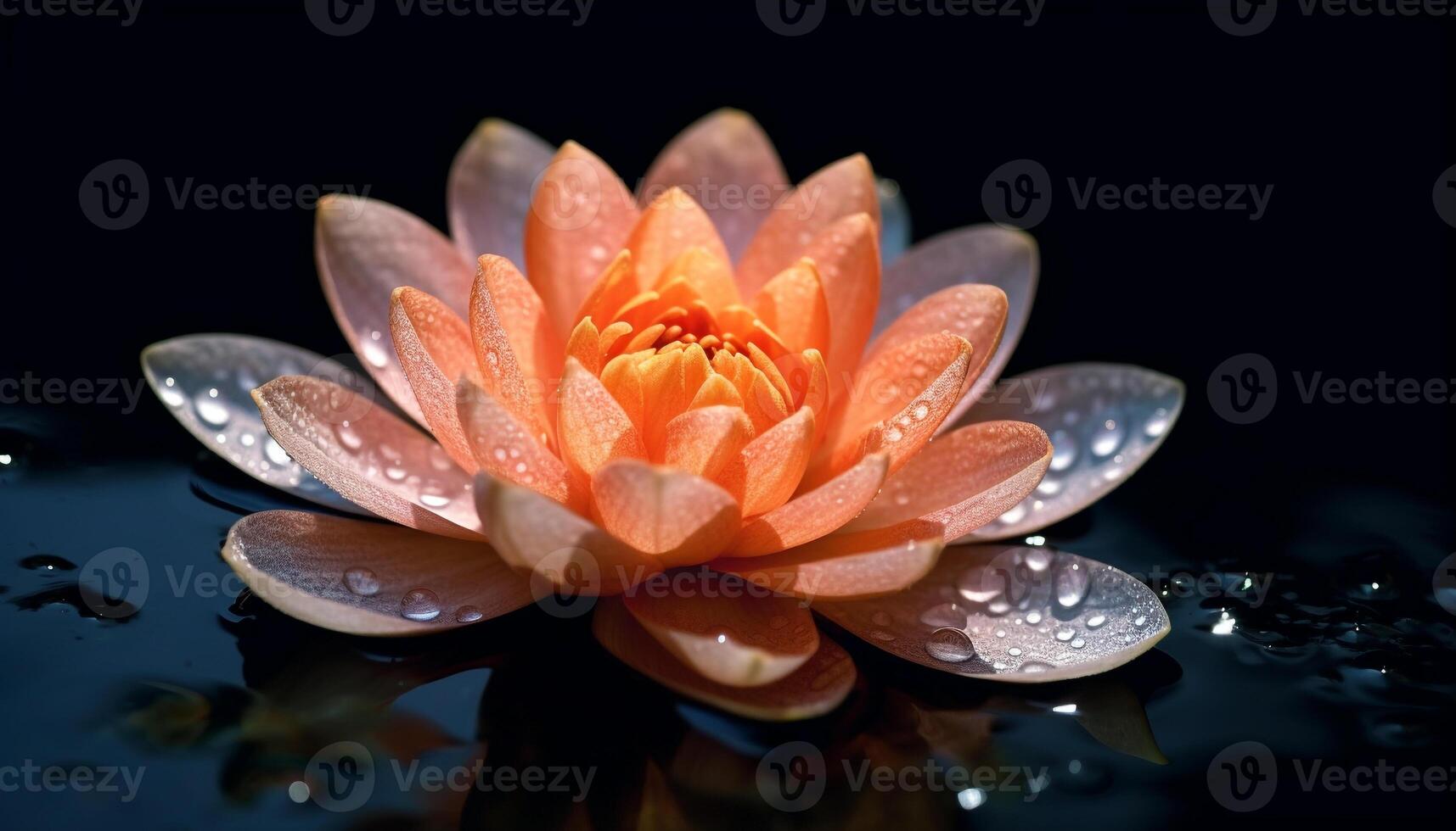 AI generated Beauty in nature, a single flower tranquil reflection generated by AI photo