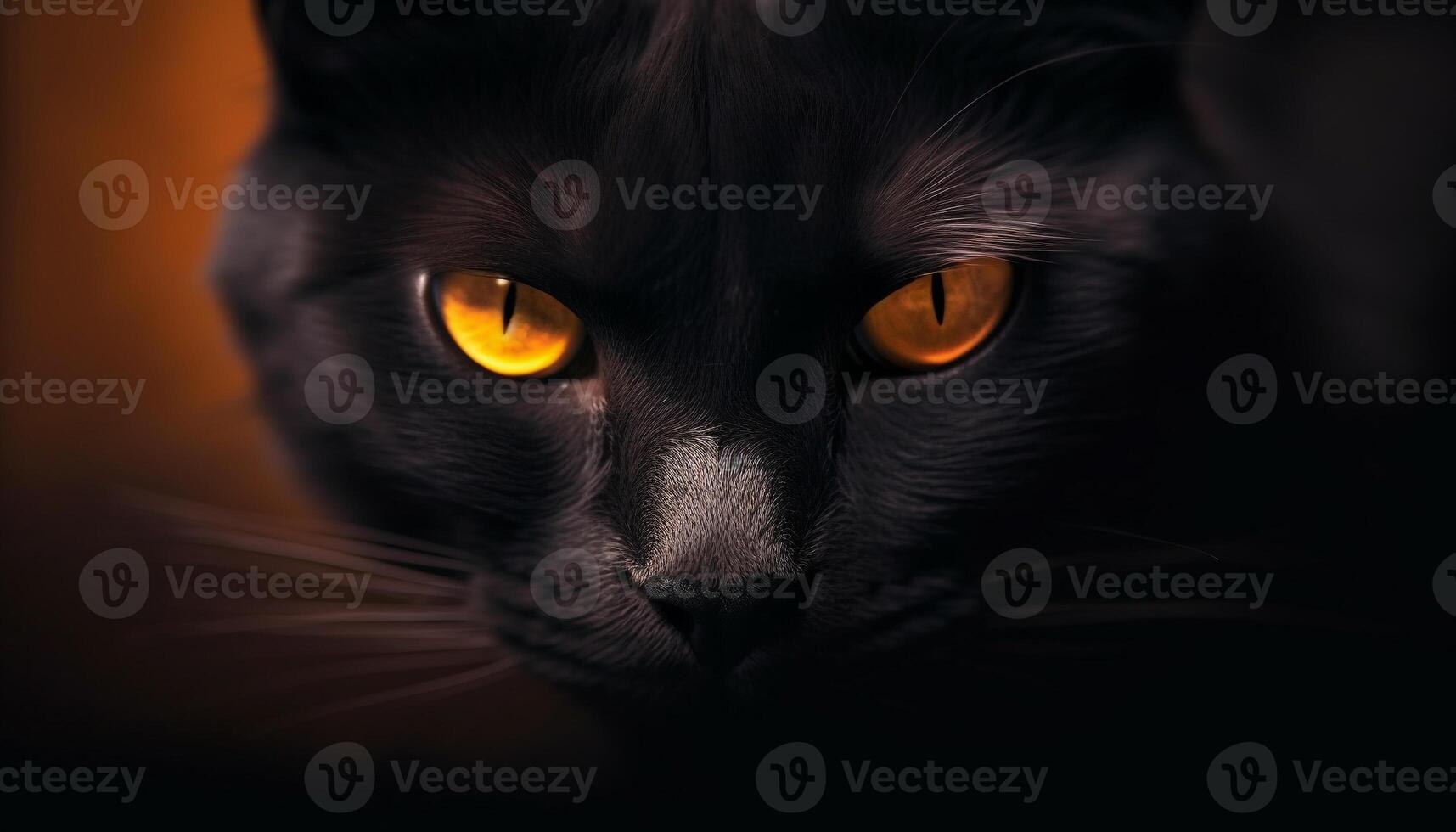 AI generated Cute kitten staring, close up, fluffy fur, black background generated by AI photo