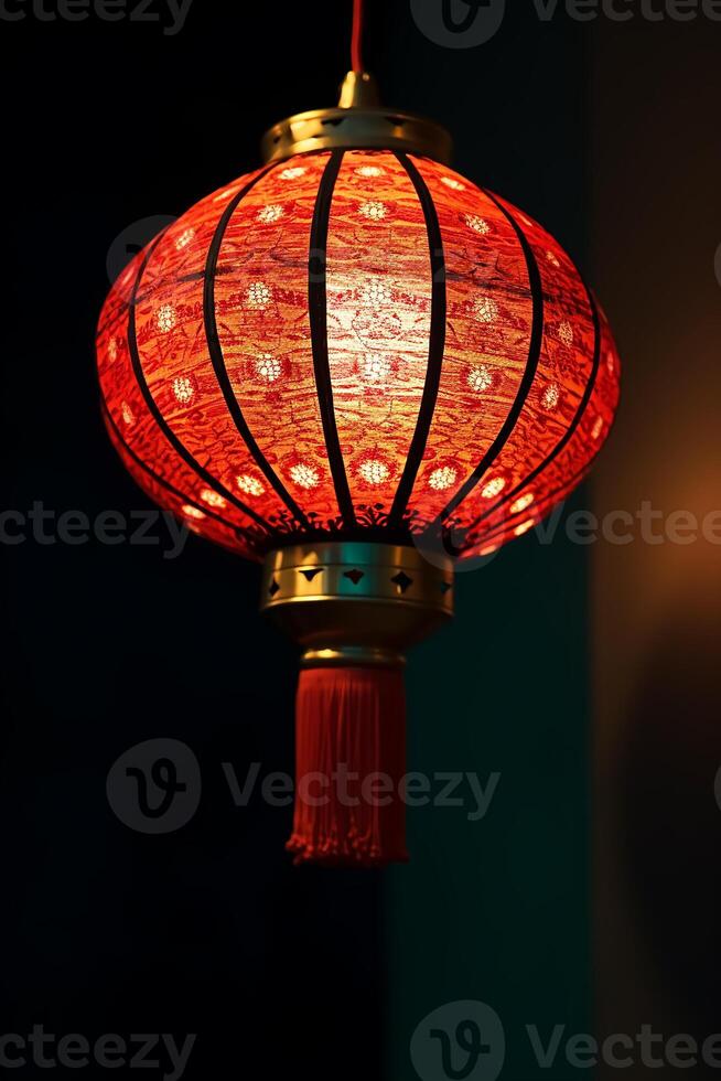 AI generated Chinese lanterns illuminate the night, symbolizing vibrant cultural celebrations generated by AI photo