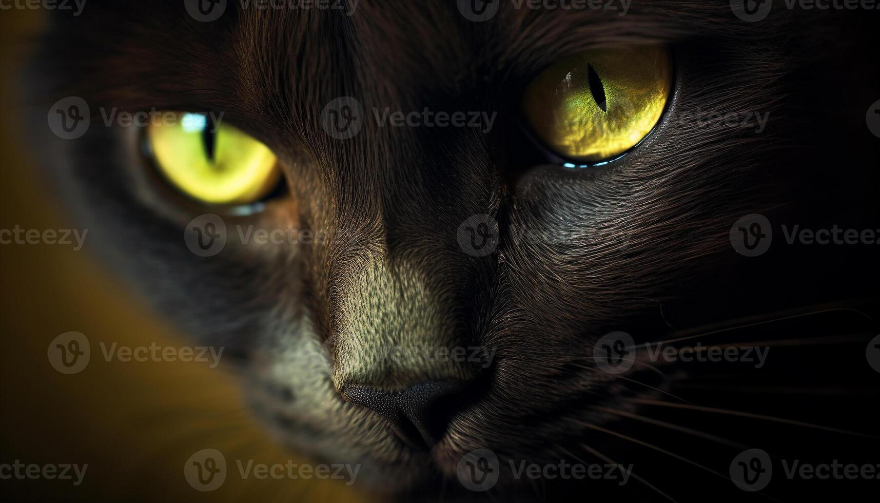 AI generated Cute kitten staring, close up, fluffy fur, striped generated by AI photo