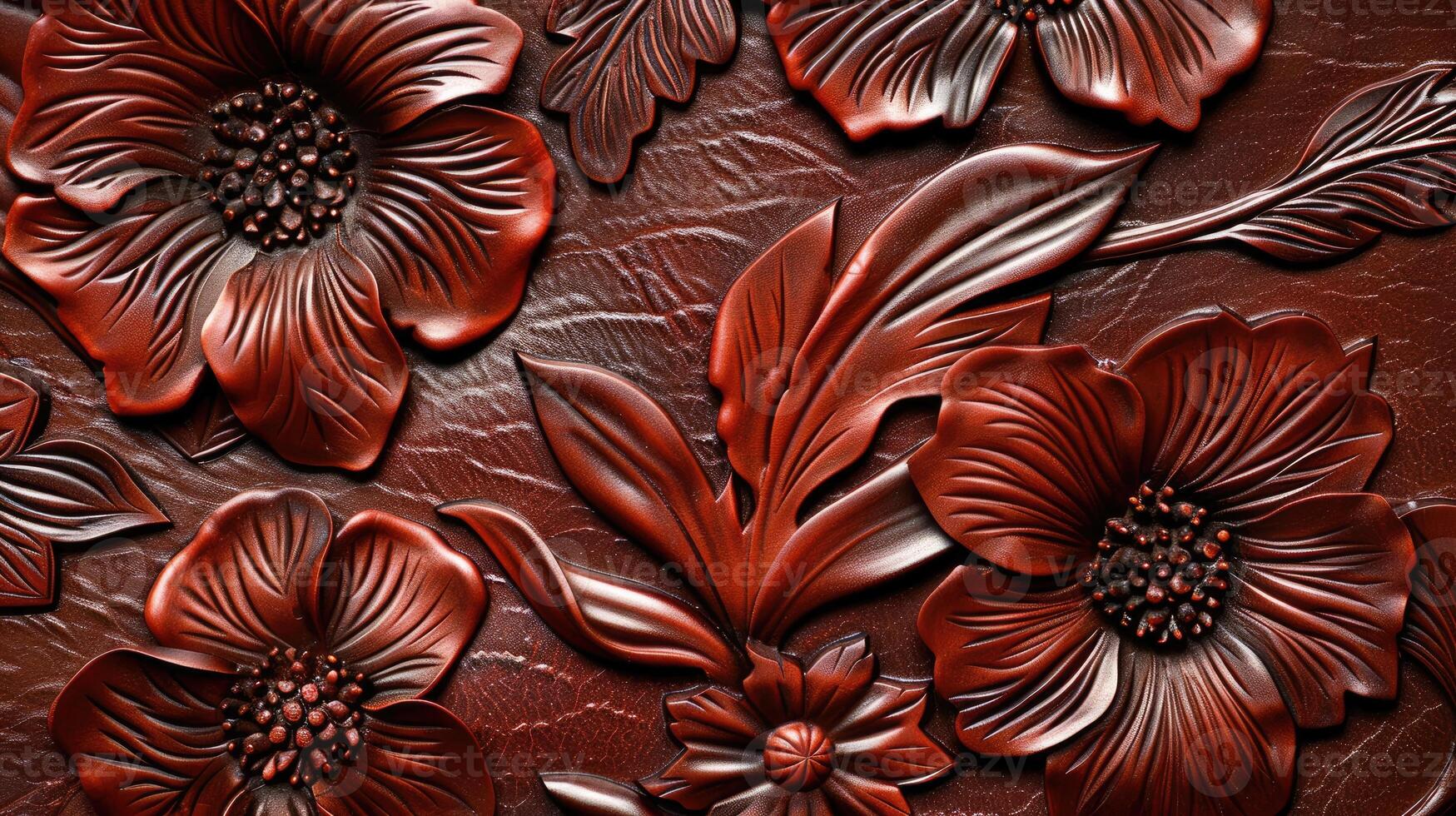 AI generated Luxuriate in the tactile beauty of leather texture with embossed floral patterns, a timeless and elegant touch. Ai Generated. photo