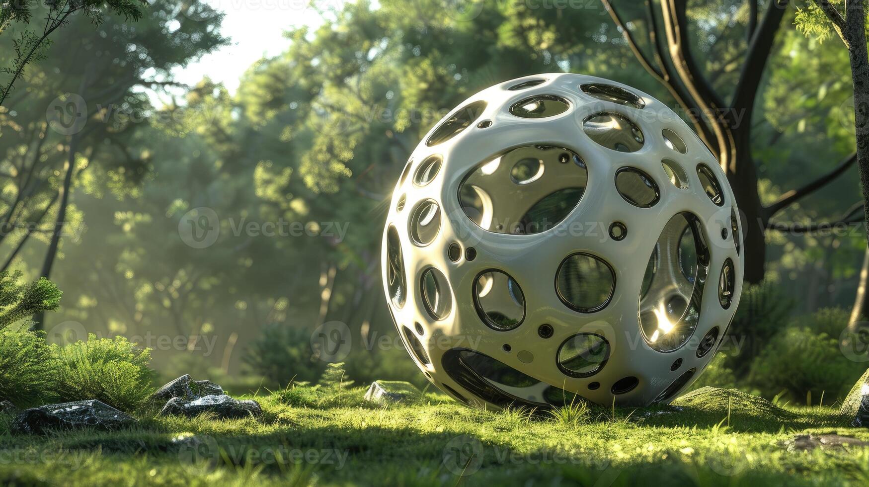 AI generated Explore the intricacy of a 3D rendered soccer ball, where cutting-edge technology meets the world's most beloved sport. Ai Generated. photo