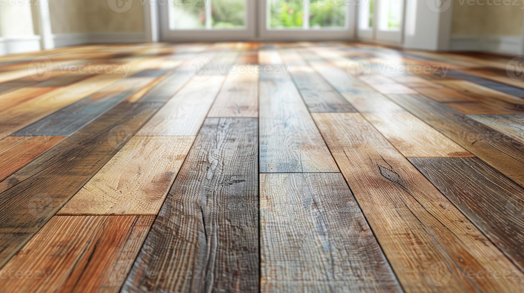 AI generated Create warmth with a wood tile flooring illustration for a background template, Ai Generated. photo