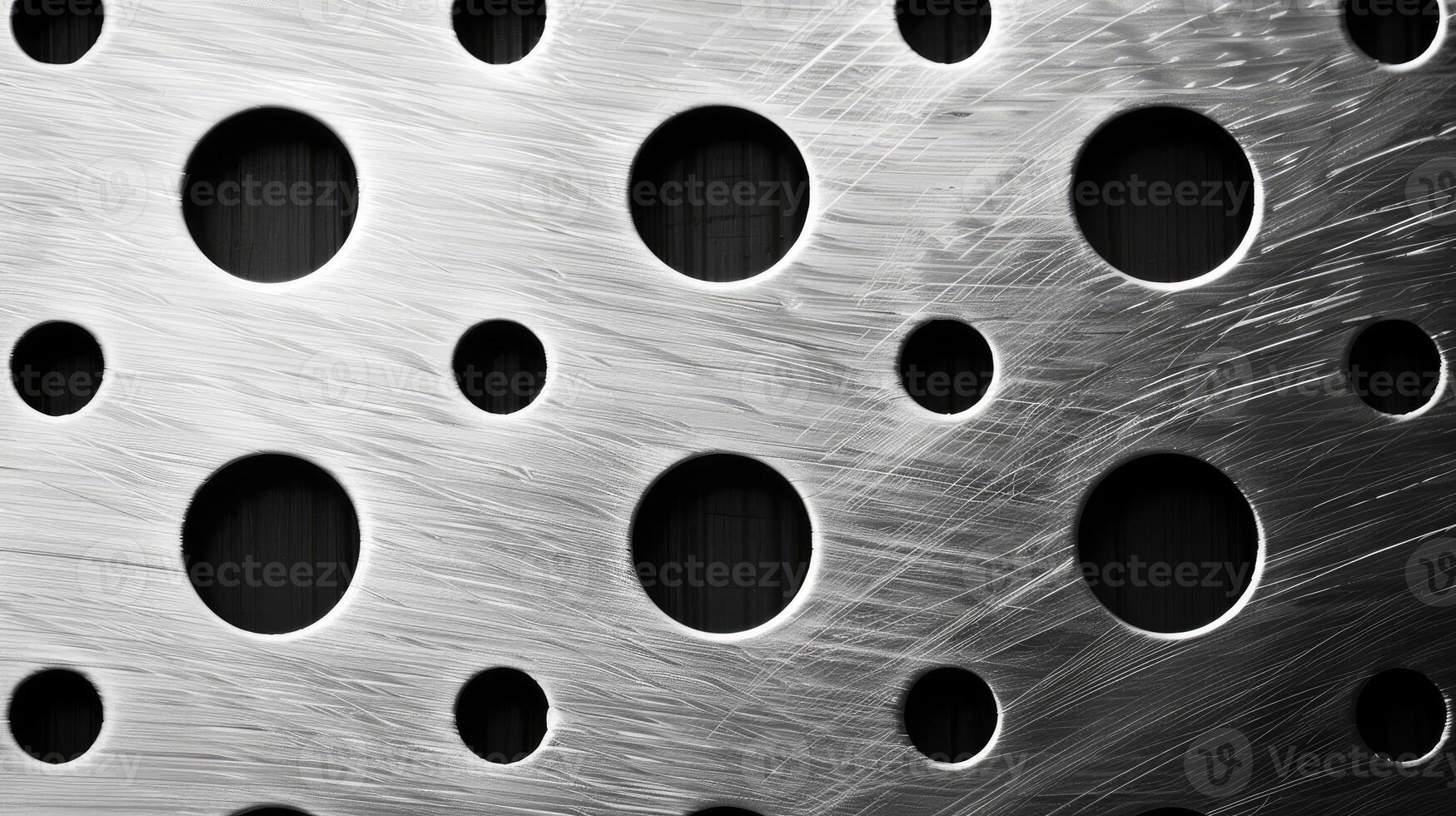 AI generated Abstract stainless steel checker plate with round hole punch, a rugged and industrial background. Ai Generated. photo