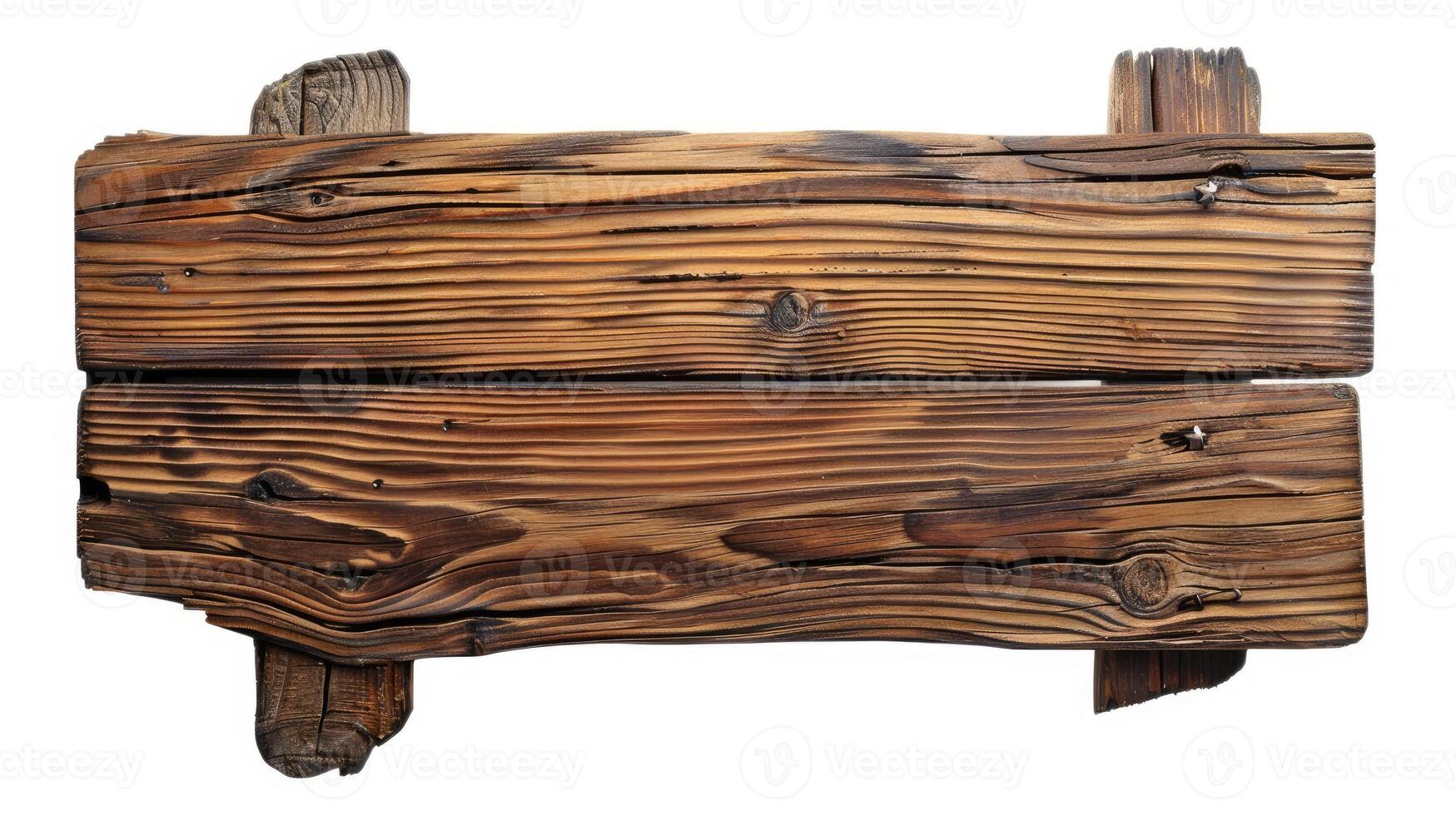AI generated A wooden sign isolated on white, a blank canvas ready for messages or a rustic touch of decor. Ai Generated. photo