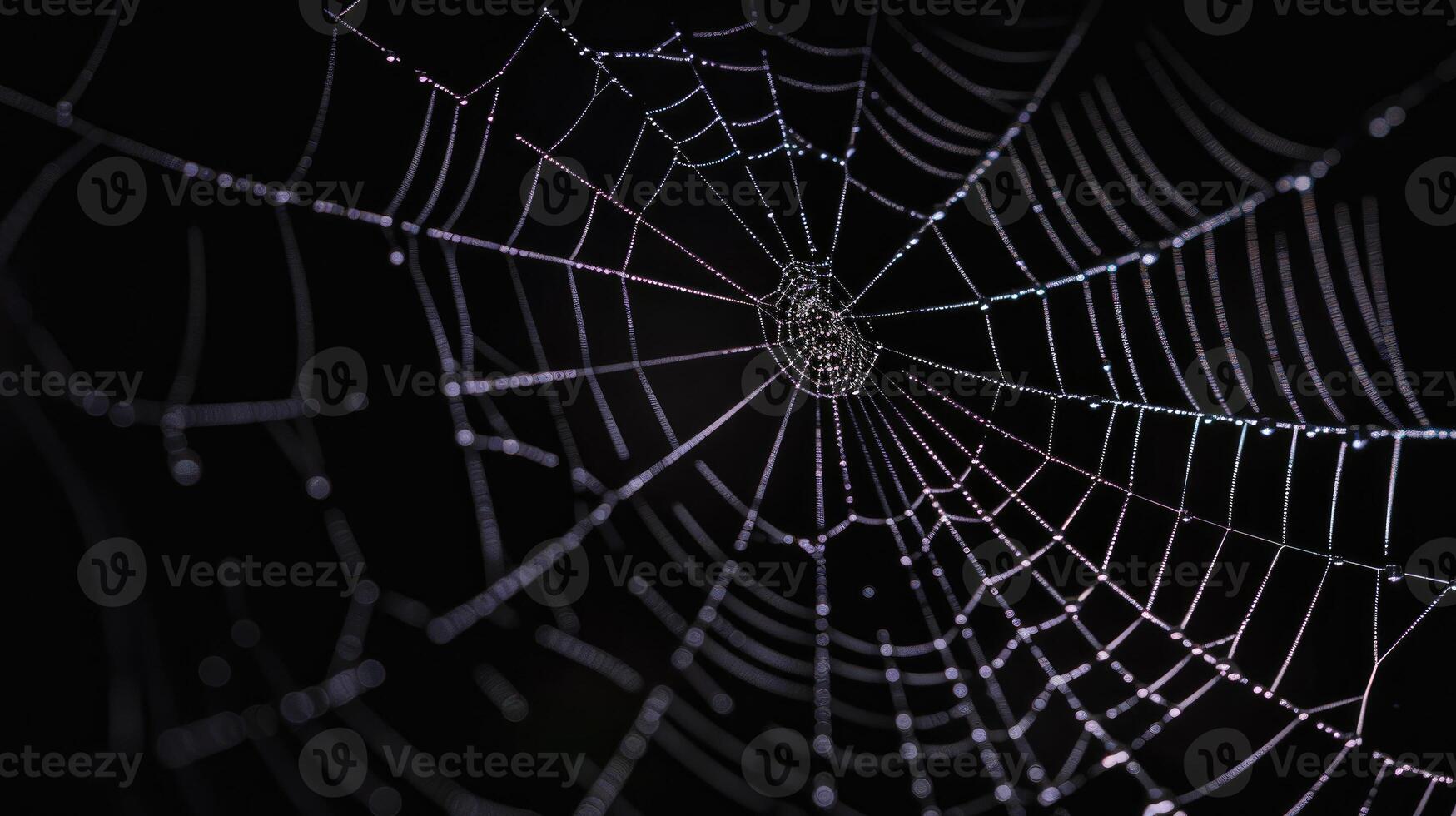 AI generated Spooky Halloween background with black lace spider web silhouette against a dark backdrop, Ai Generated. photo