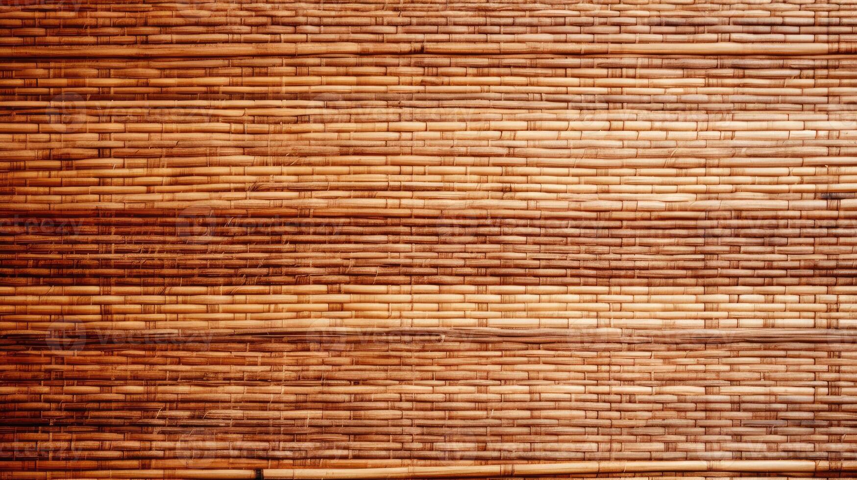 AI generated Brown bamboo weave texture, a nature background with handicraft charm. Ai Generated. photo