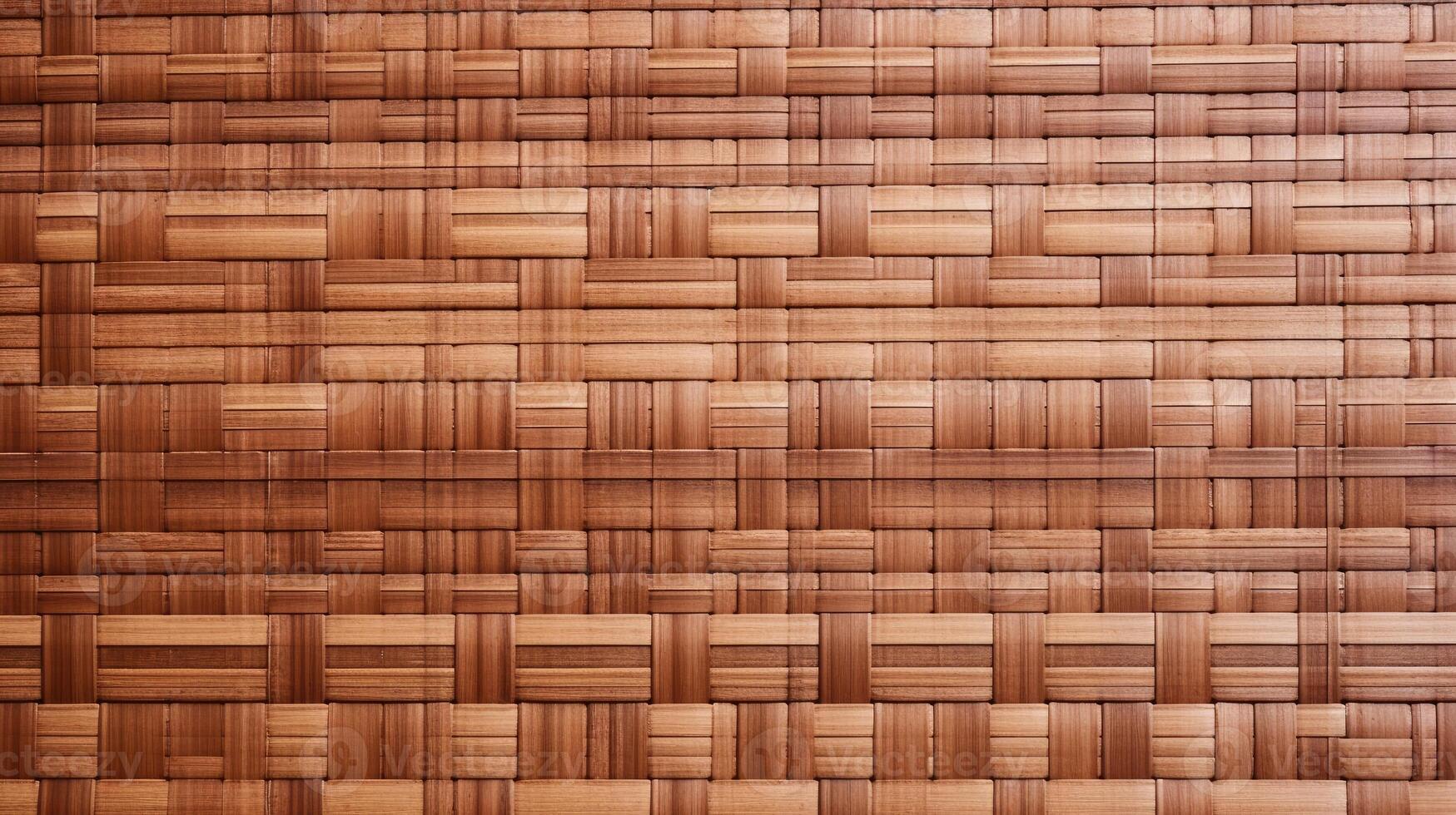 AI generated Brown bamboo weave texture, a nature background with handicraft charm. Ai Generated. photo