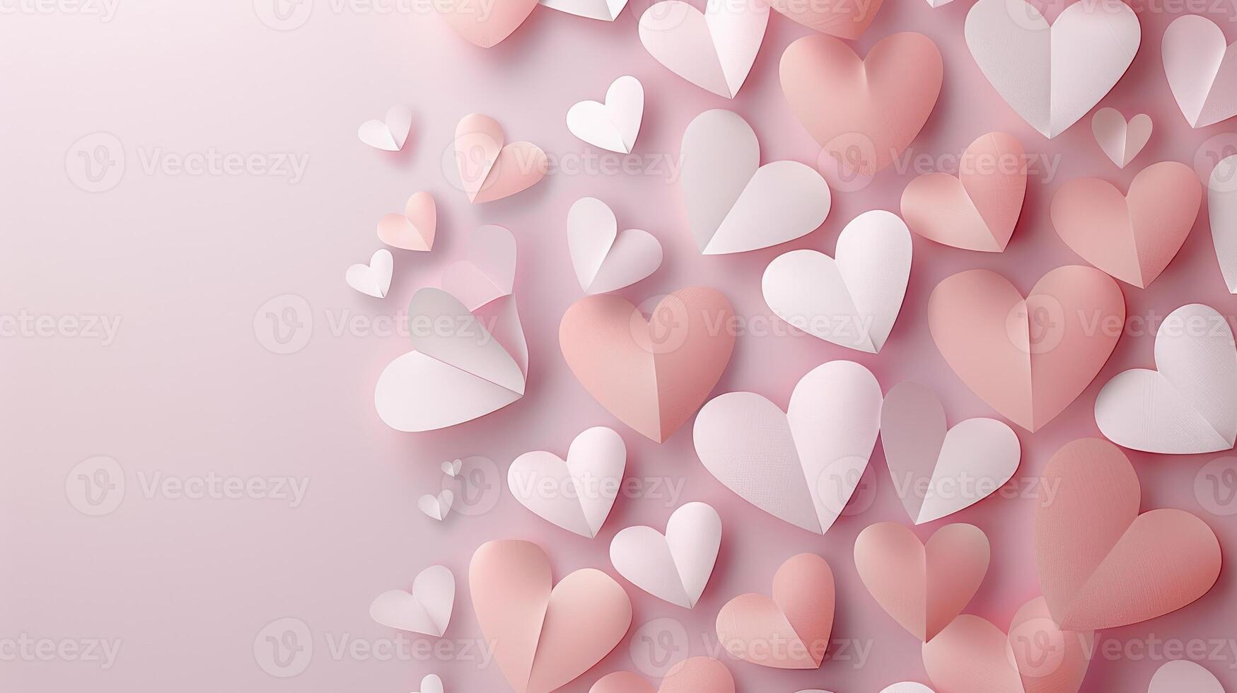 AI generated Delightful paper cut hearts backdrop, perfect for romantic Valentine's Day wallpaper, Ai Generated photo