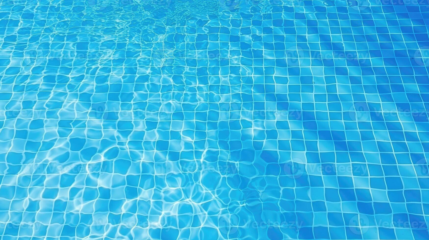 AI generated Dive into serenity with a blue tiles floor beneath clear pool water. Ai Generated. photo