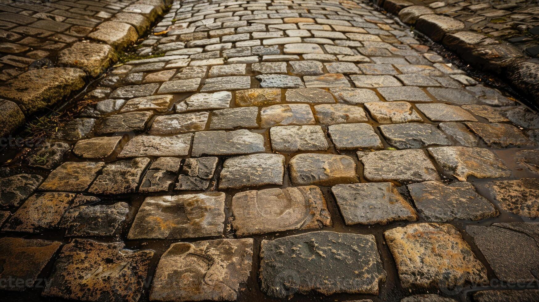 AI generated Embrace the rustic charm of a stone road texture wallpaper background, adding depth and character. Ai Generated. photo