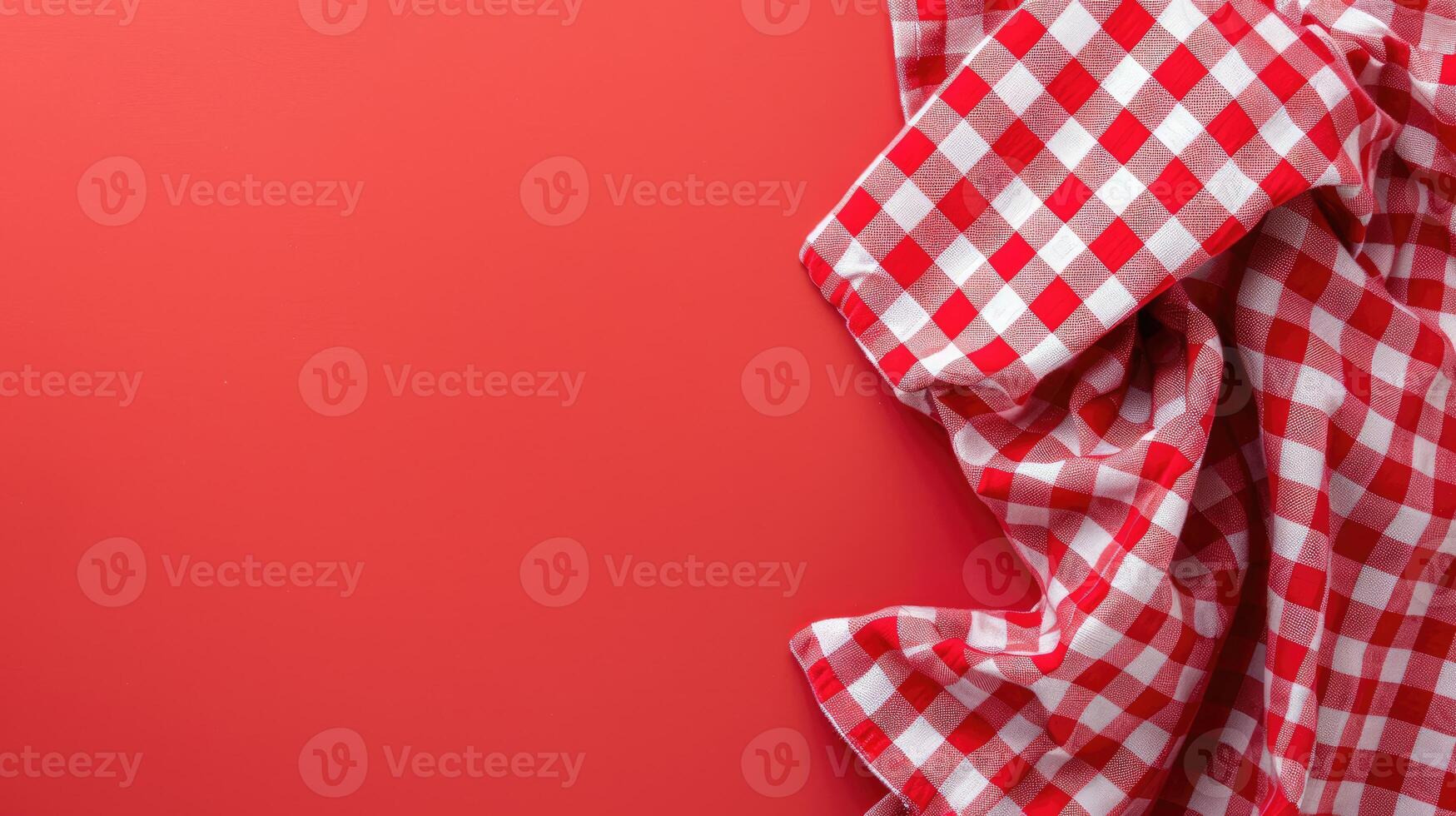 AI generated Classic red checkered tablecloth creates a charming background, Ai Generated. photo