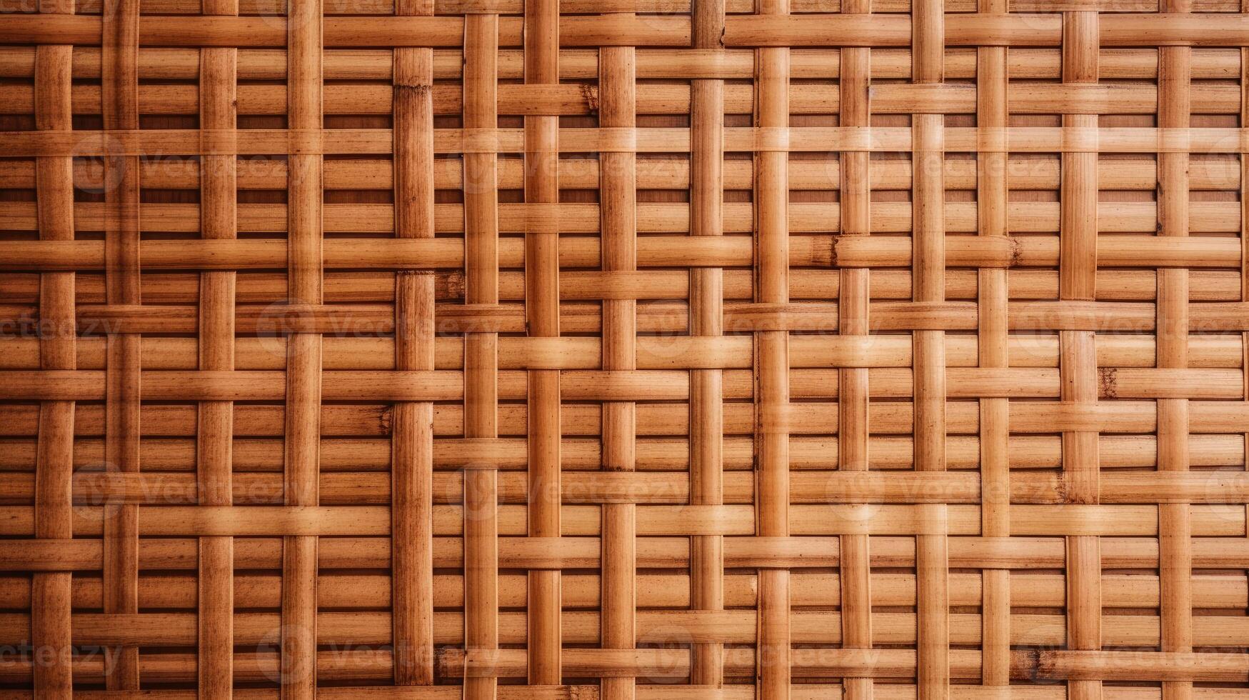 AI generated Brown bamboo weave texture, a nature background with handicraft charm. Ai Generated. photo