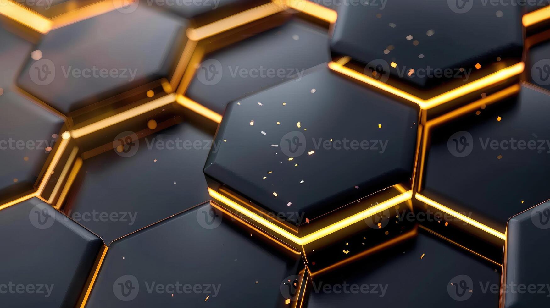 AI generated 3D-rendered liquid gold creates a wavy, shiny black background, Ai Generated. photo