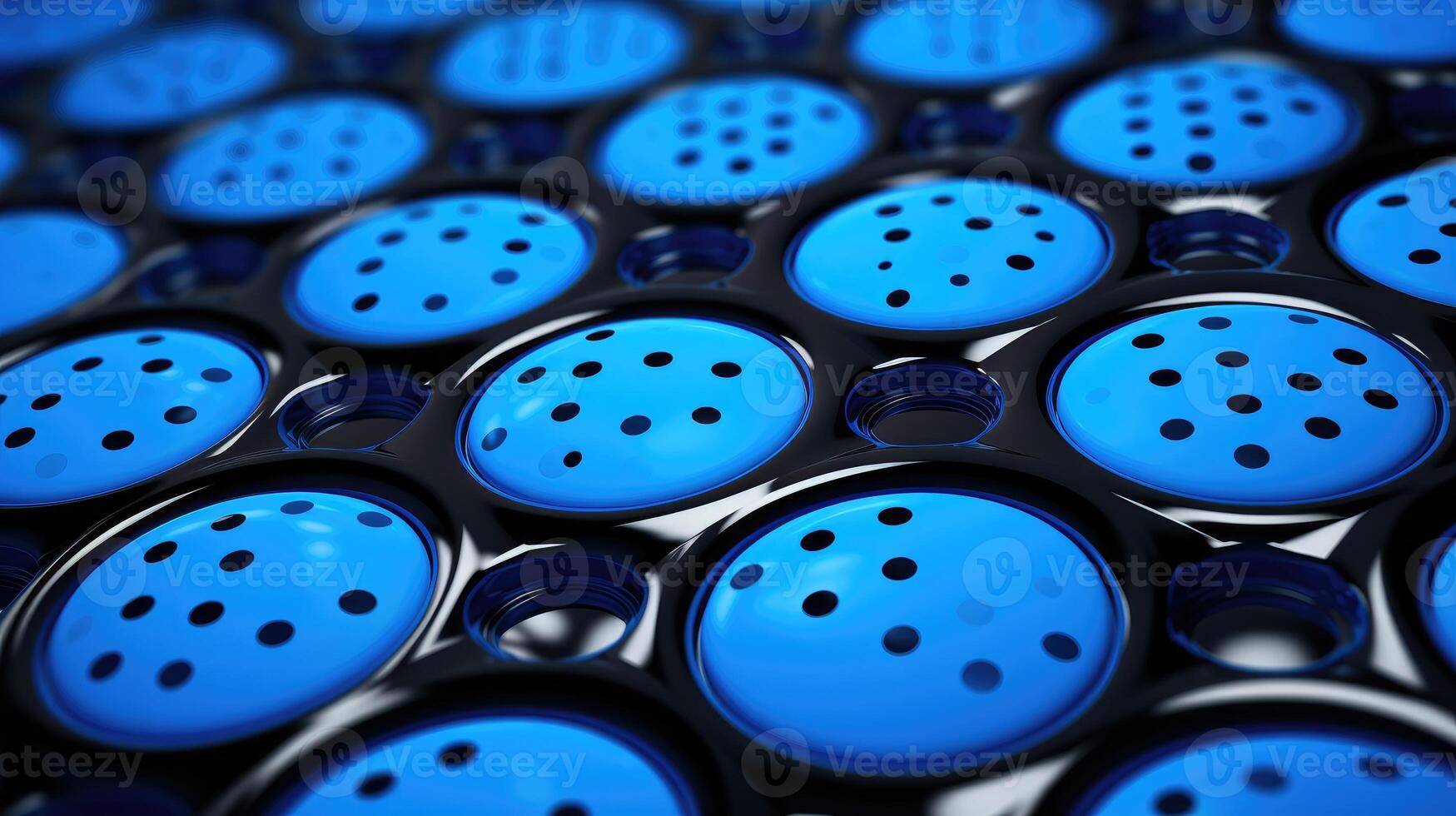 AI generated Blue plastic construction plate adorned with sleek black circles for a modern touch. Ai Generated. photo