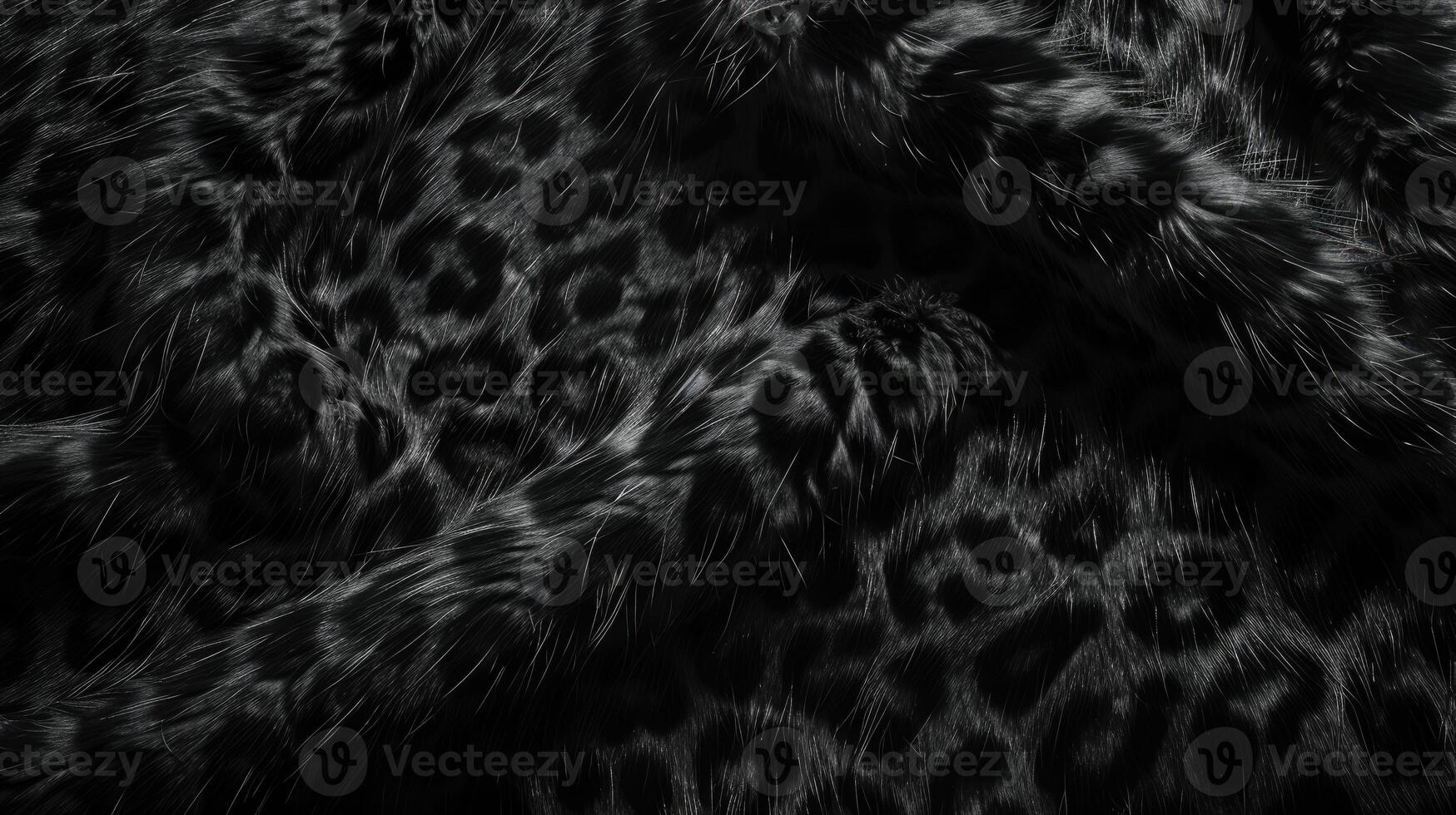 AI generated Close-up of black panther leopard fur print creates stunning background, Ai Generated. photo