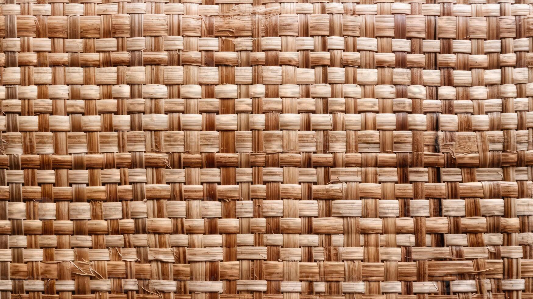 AI generated Brown bamboo weave texture, a nature background with handicraft charm. Ai Generated. photo