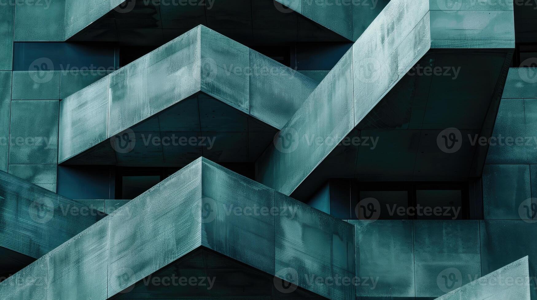 AI generated Geometric shapes create an intriguing pattern on a building facade, Ai Generated. photo