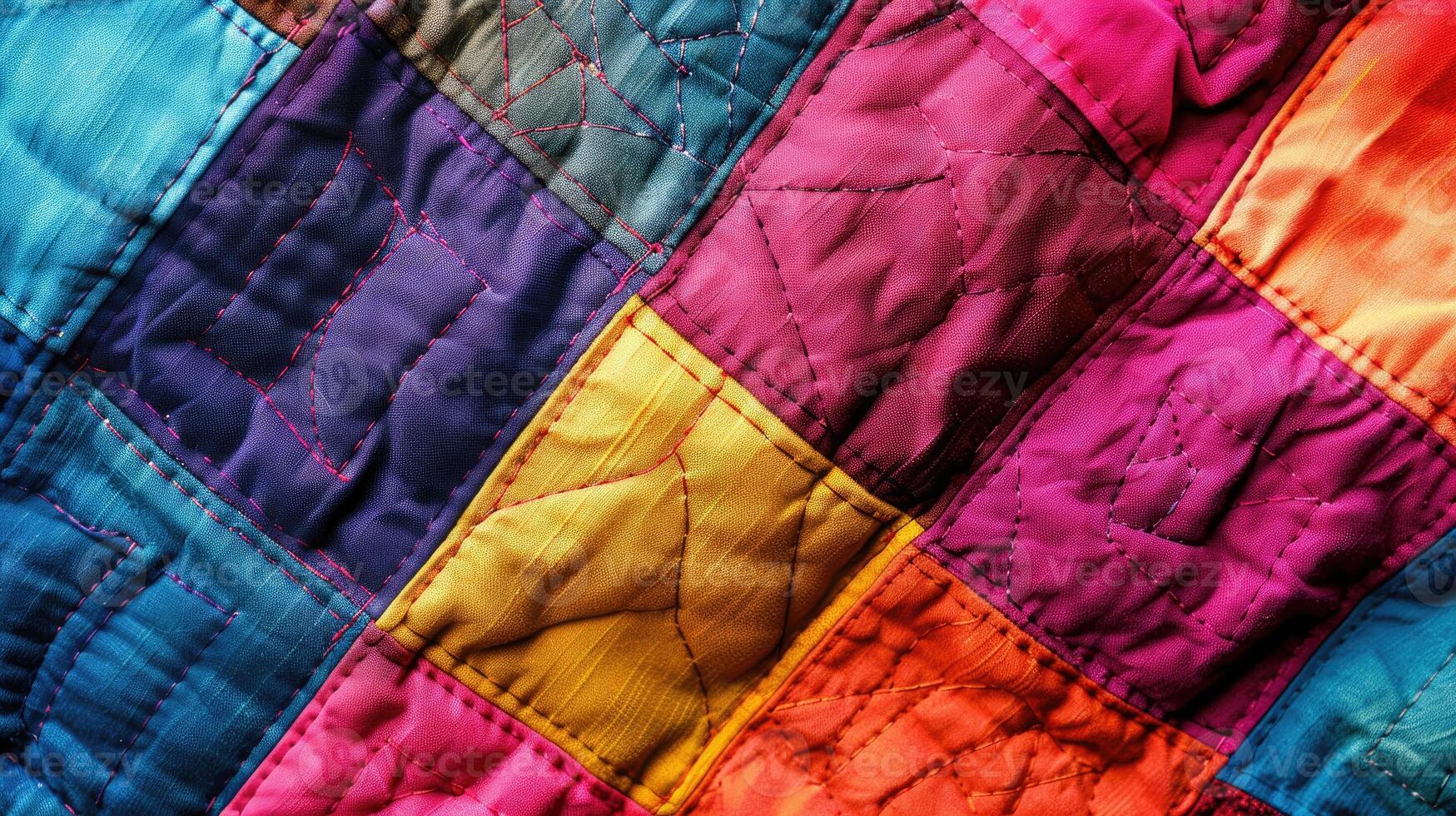 AI generated Closeup photo showcases colorful patchwork quilt as background, Ai Generated.