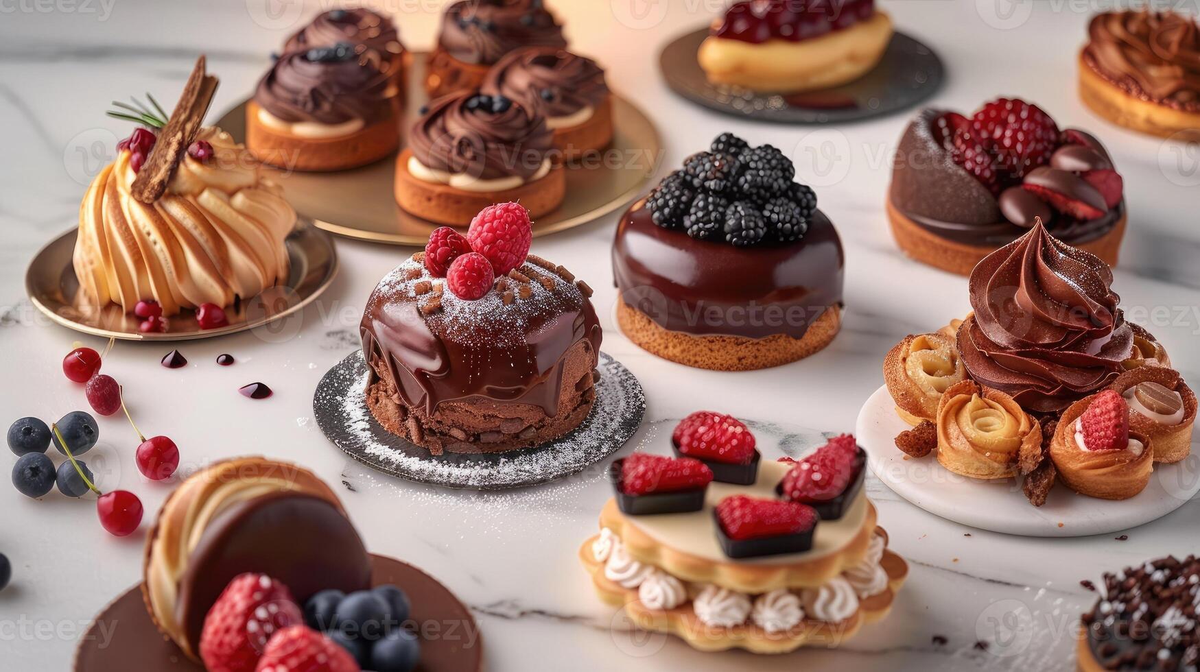 AI generated Indulge in a delicious pastry selection, celebrating gourmet indulgence and culinary delight, Ai Generated photo