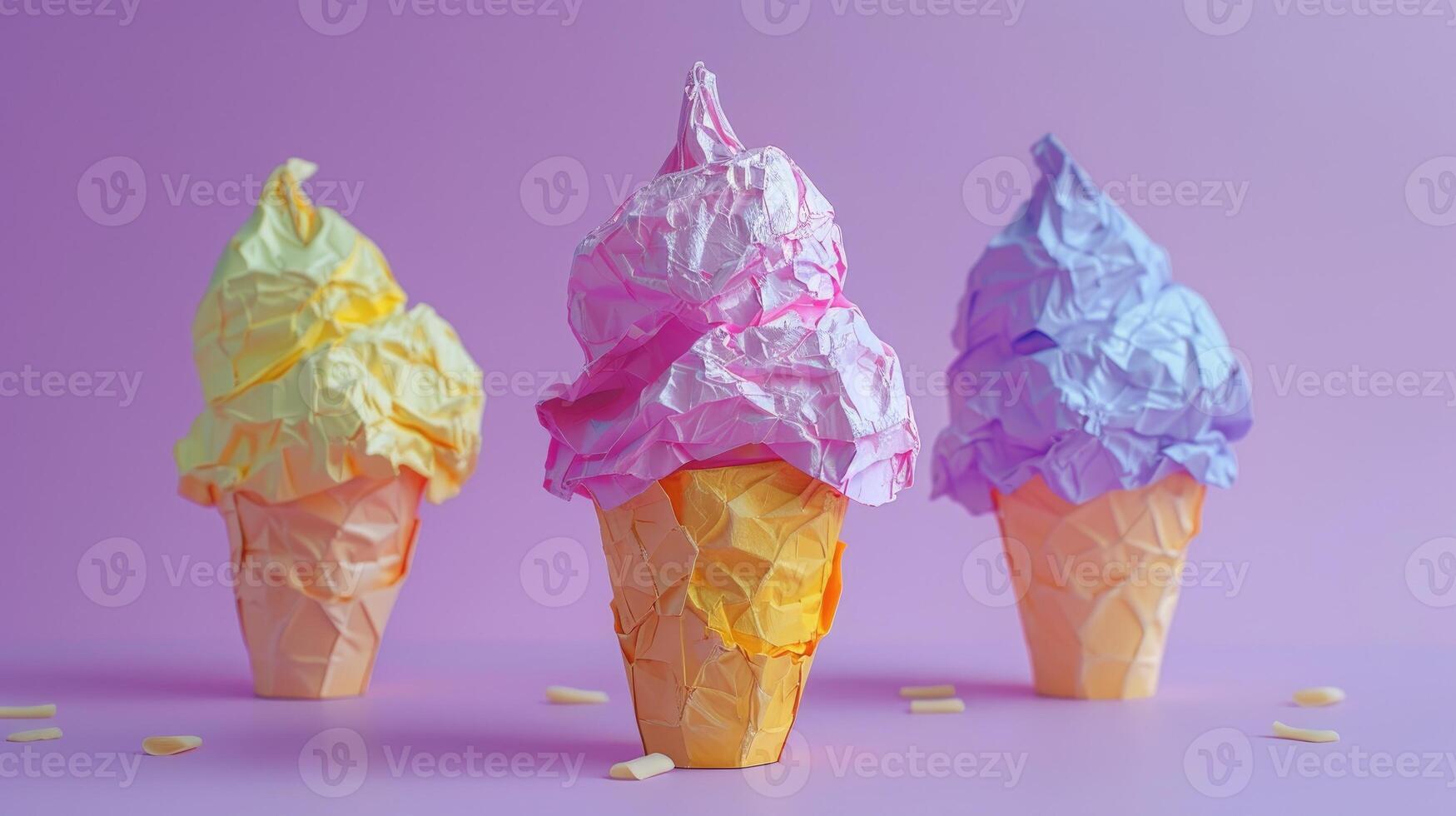 AI generated High-quality big ice cream crafted in paper mache, showcasing artisanal skill and creativity, Ai Generated photo