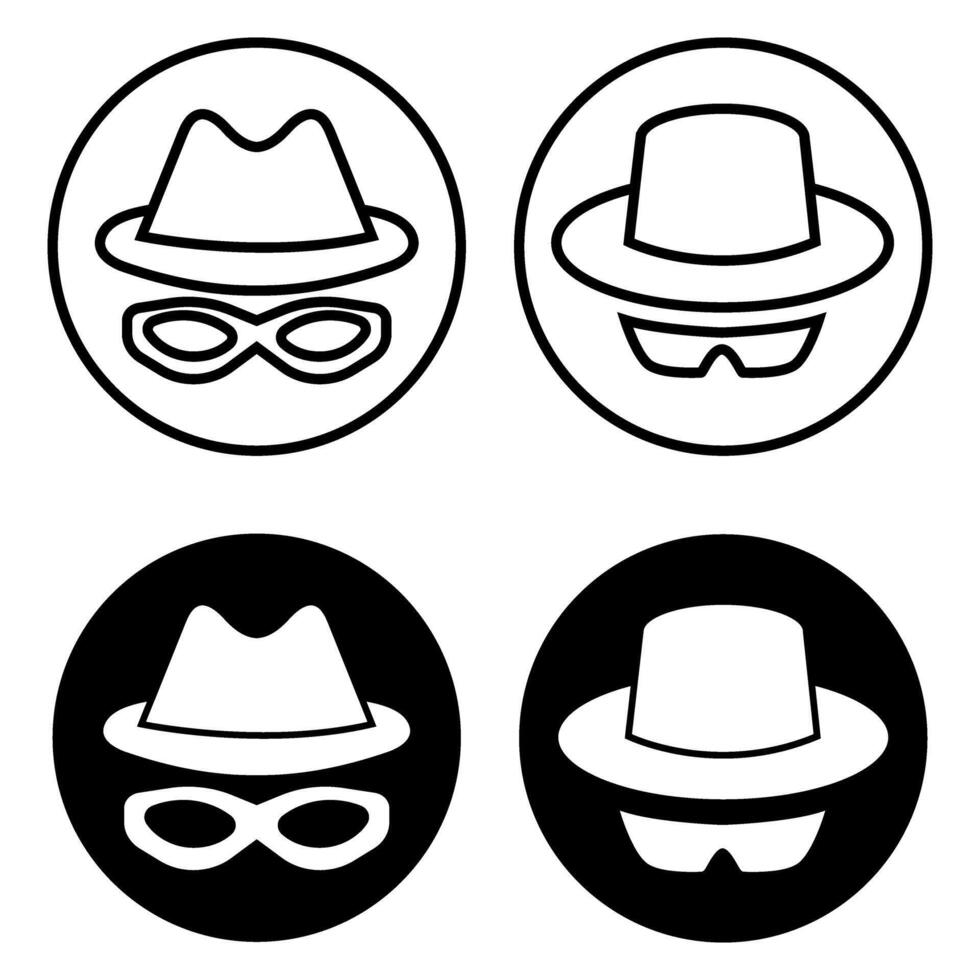 Incognito icon vector set. Unknown illustration sign collection. Nameless symbol or logo.